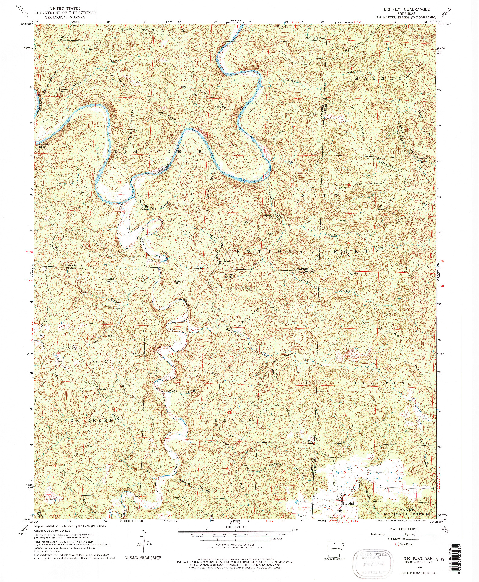 USGS 1:24000-SCALE QUADRANGLE FOR BIG FLAT, AR 1966