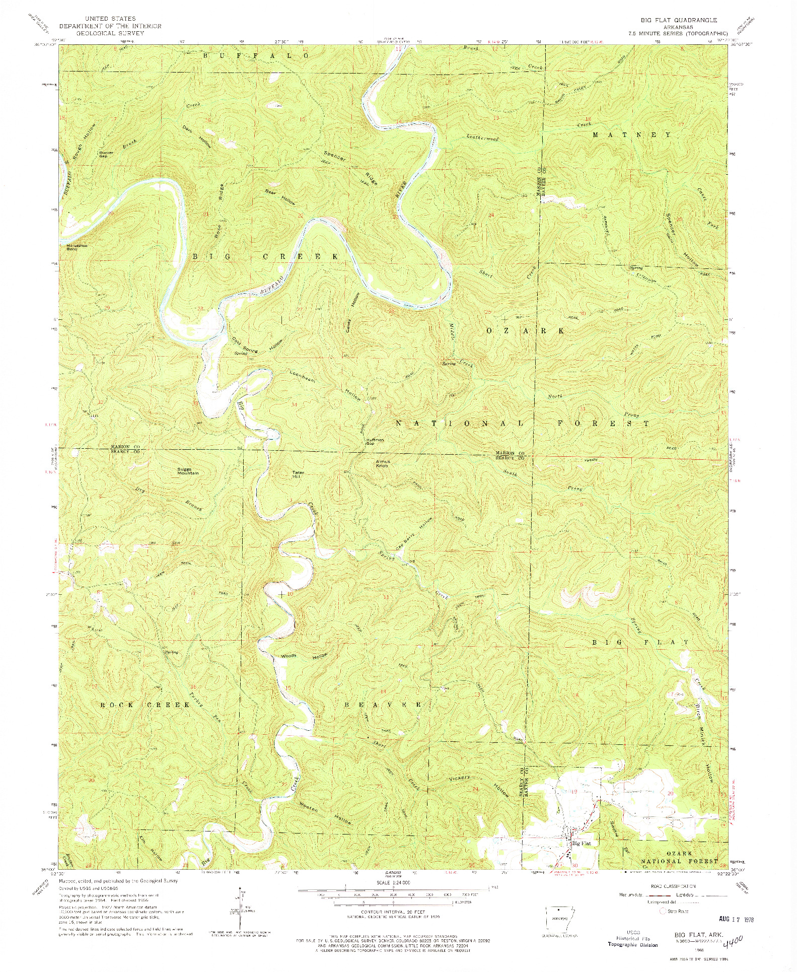 USGS 1:24000-SCALE QUADRANGLE FOR BIG FLAT, AR 1966