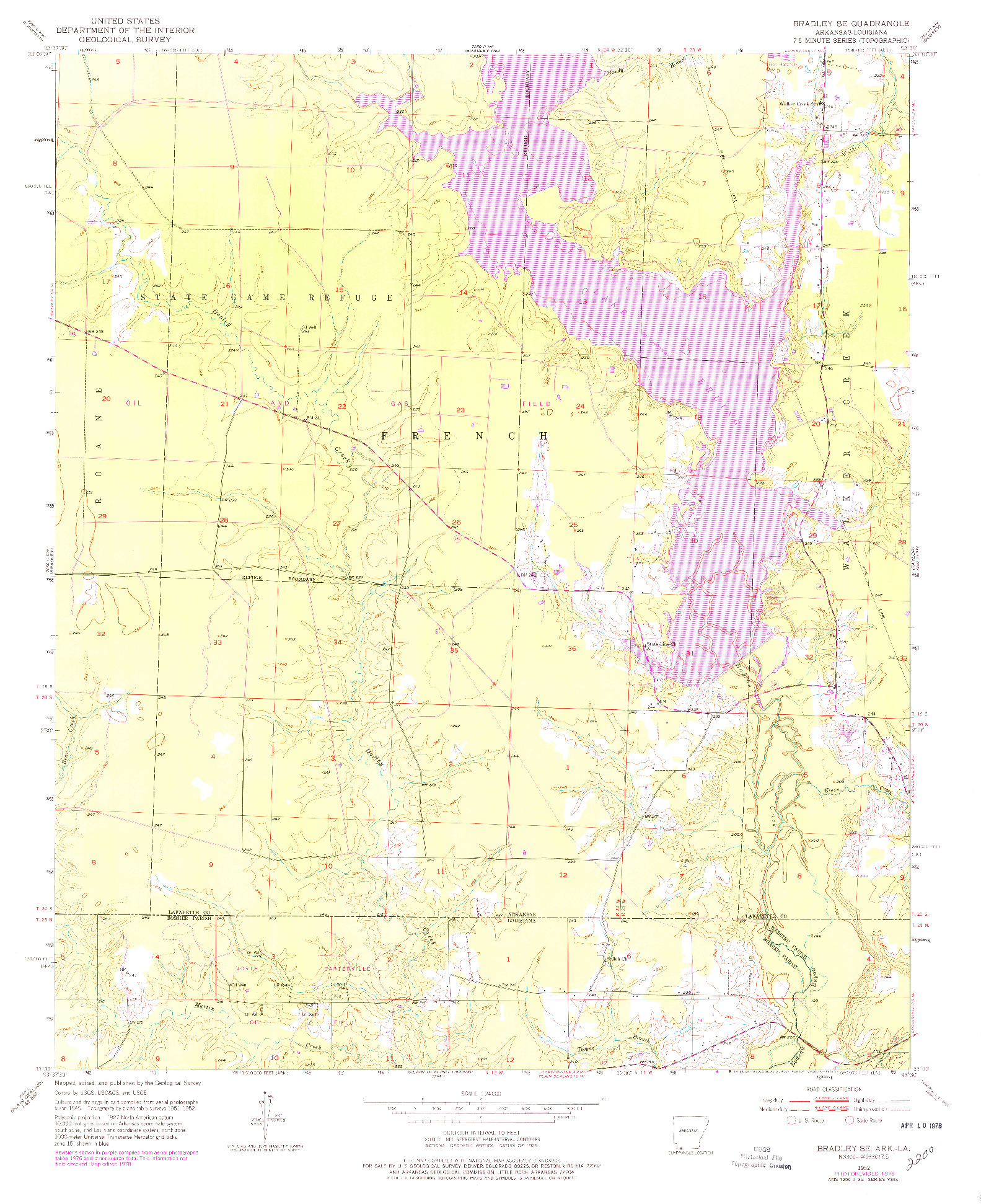 USGS 1:24000-SCALE QUADRANGLE FOR BRADLEY SE, AR 1952