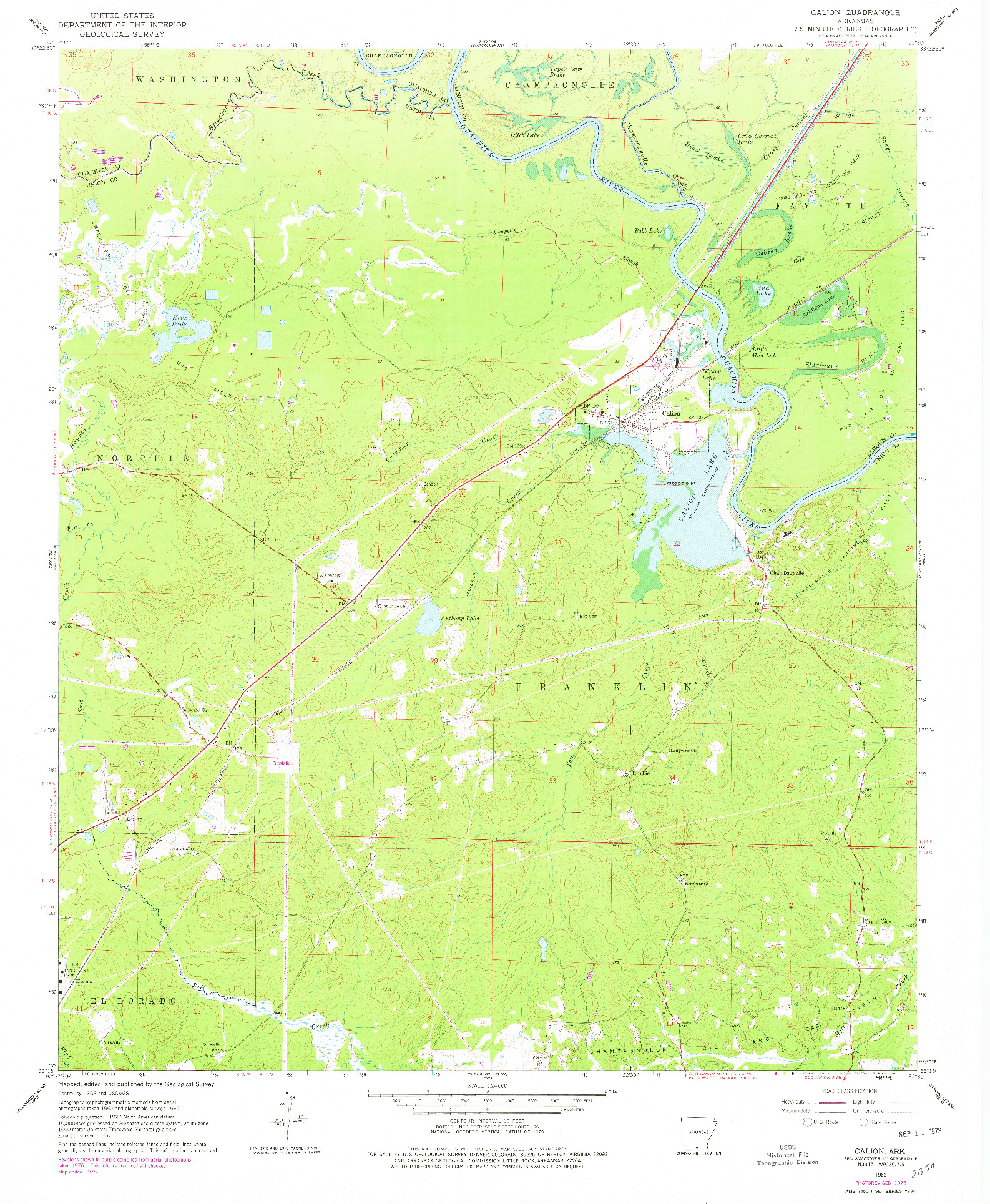 USGS 1:24000-SCALE QUADRANGLE FOR CALION, AR 1962