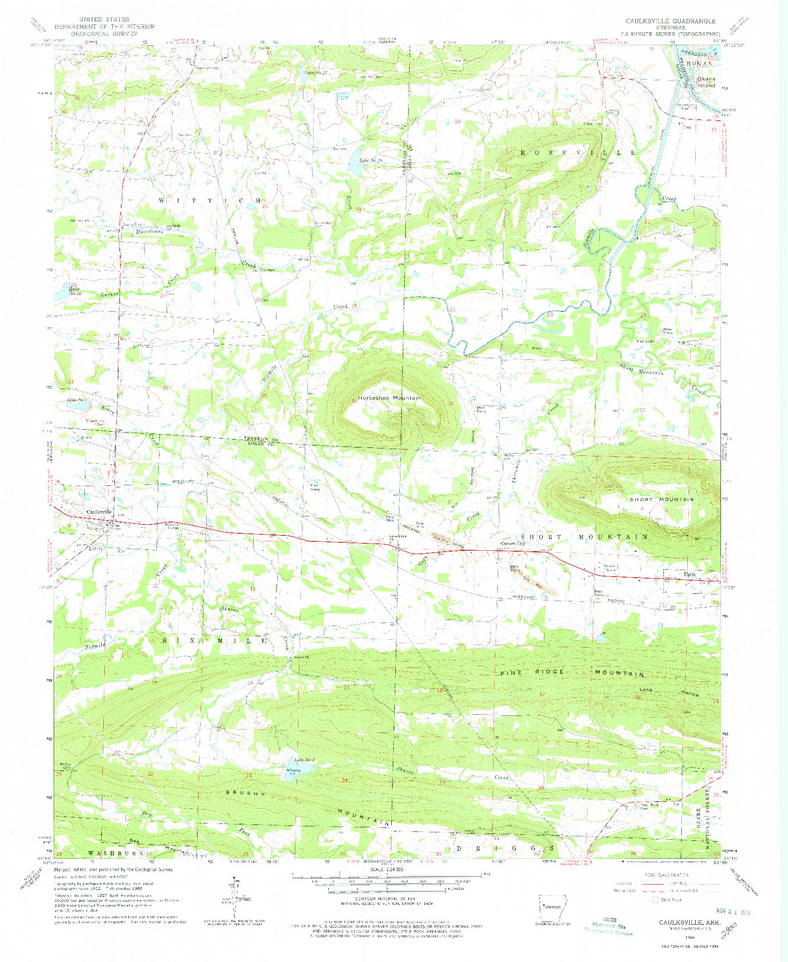 USGS 1:24000-SCALE QUADRANGLE FOR CAULKSVILLE, AR 1966