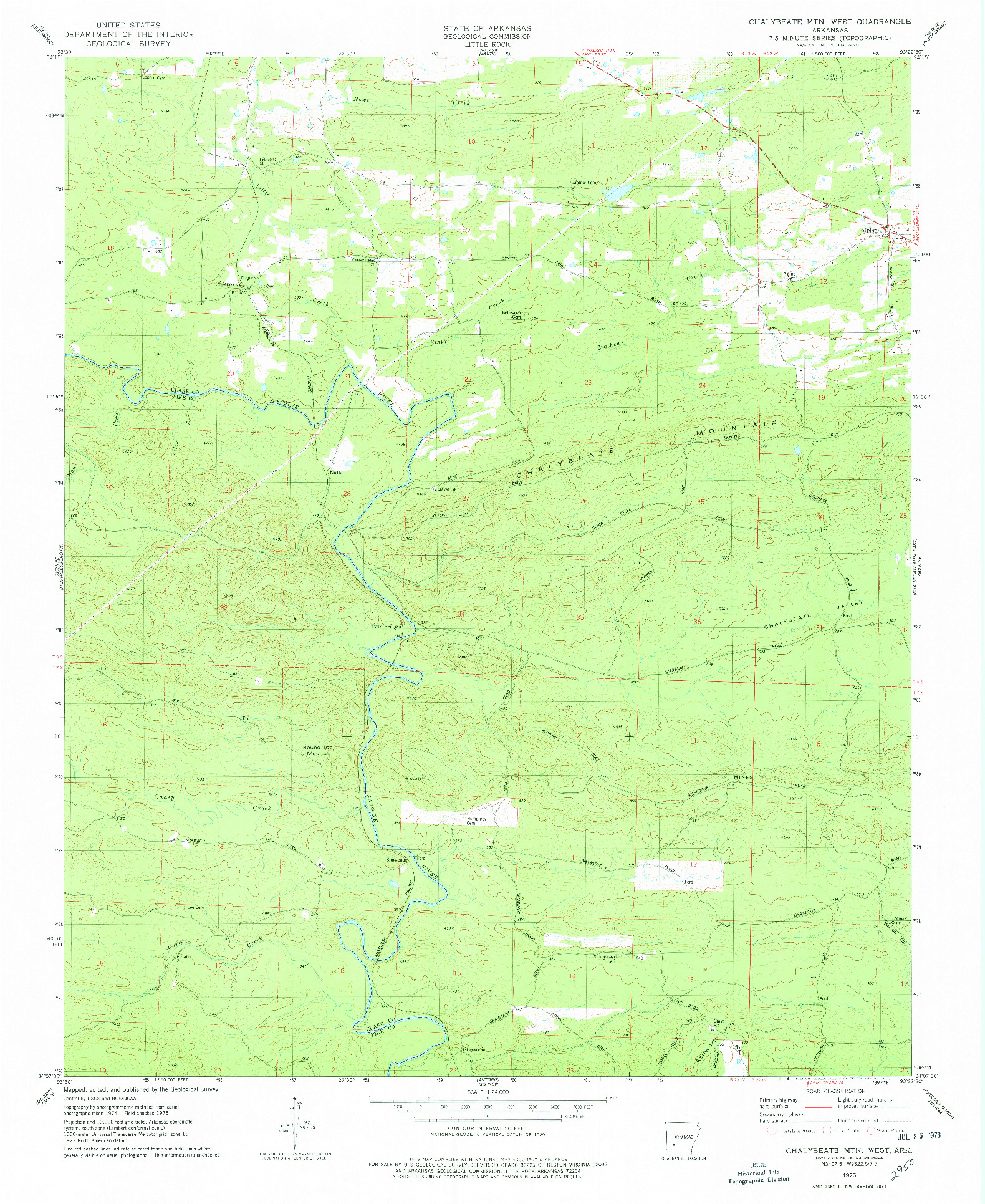USGS 1:24000-SCALE QUADRANGLE FOR CHALYBEATE MTN WEST, AR 1975