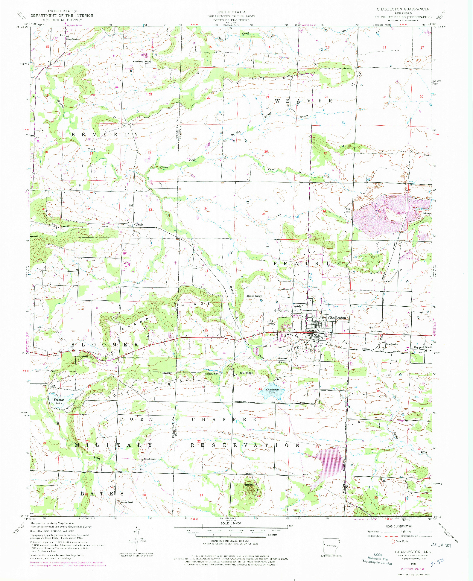 USGS 1:24000-SCALE QUADRANGLE FOR CHARLESTON, AR 1946