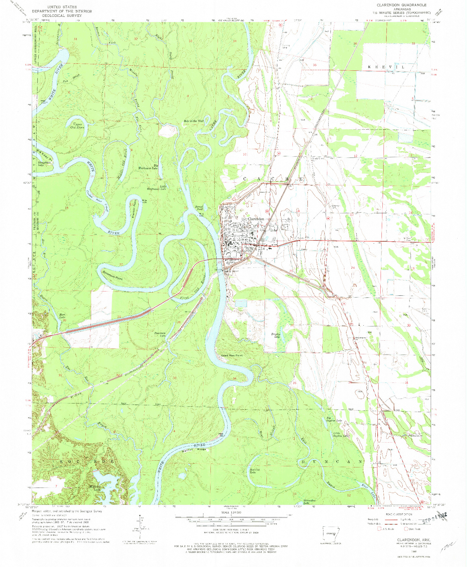 USGS 1:24000-SCALE QUADRANGLE FOR CLARENDON, AR 1968