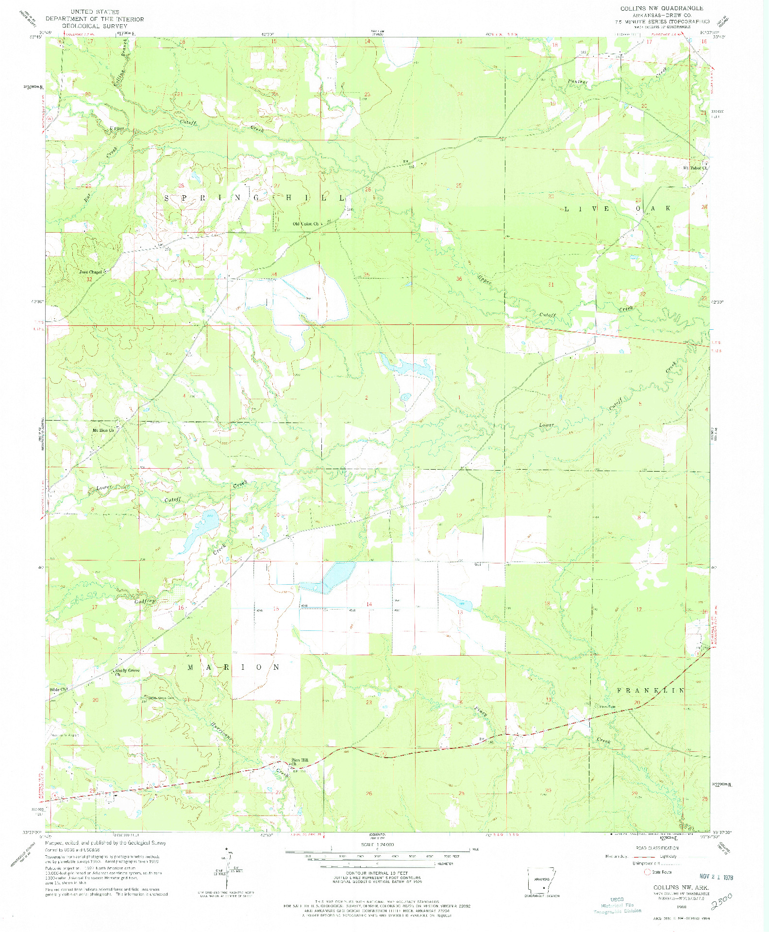 USGS 1:24000-SCALE QUADRANGLE FOR COLLINS NW, AR 1960