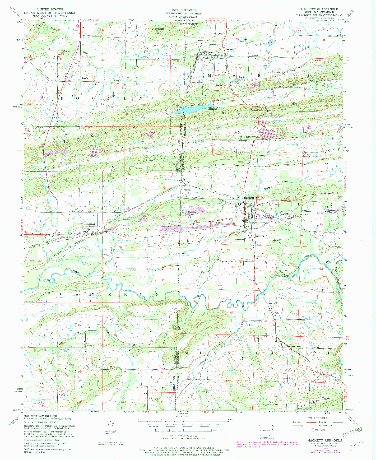 USGS 1:24000-SCALE QUADRANGLE FOR HACKETT, AR 1948