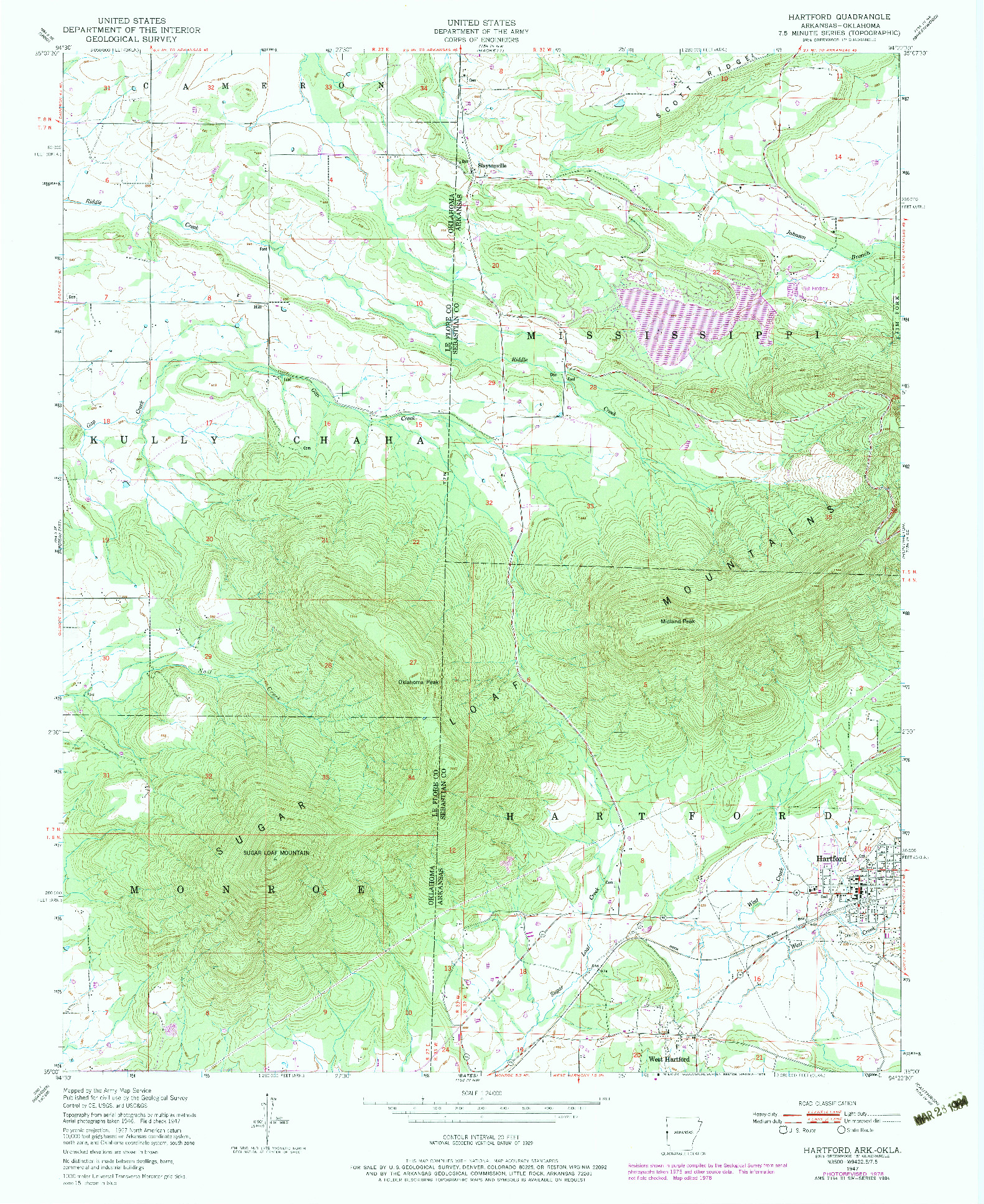 USGS 1:24000-SCALE QUADRANGLE FOR HARTFORD, AR 1947