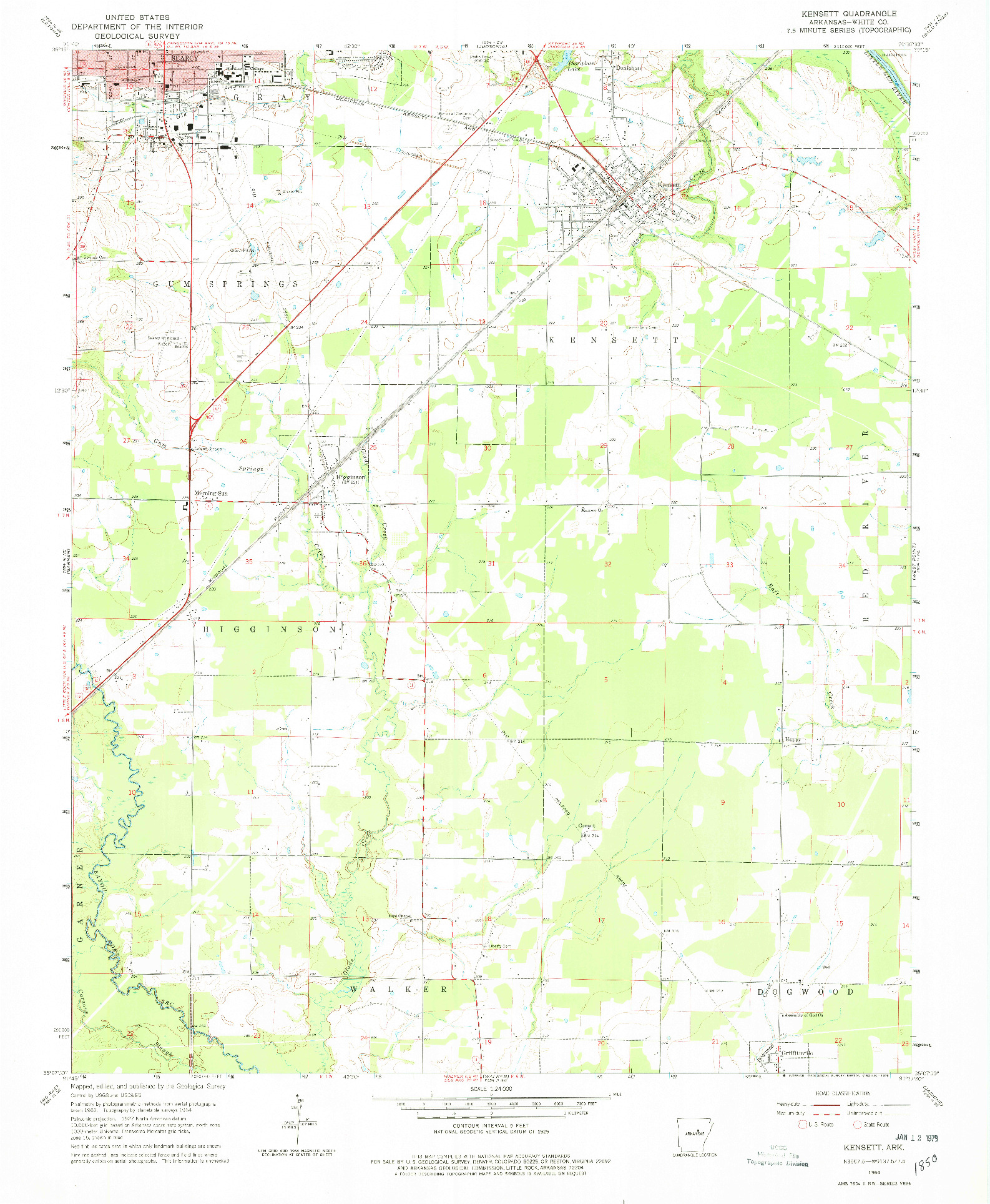 USGS 1:24000-SCALE QUADRANGLE FOR KENSETT, AR 1964