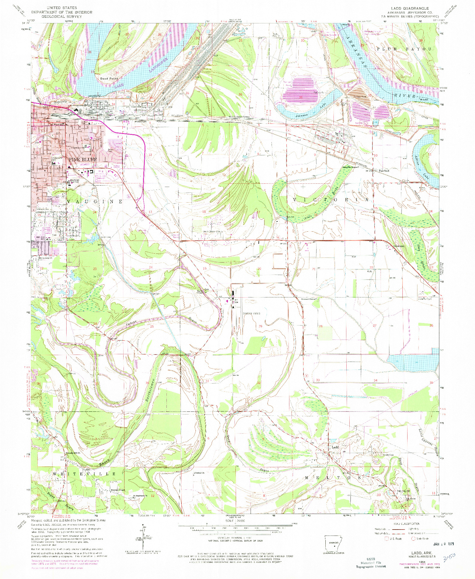 USGS 1:24000-SCALE QUADRANGLE FOR LADD, AR 1964