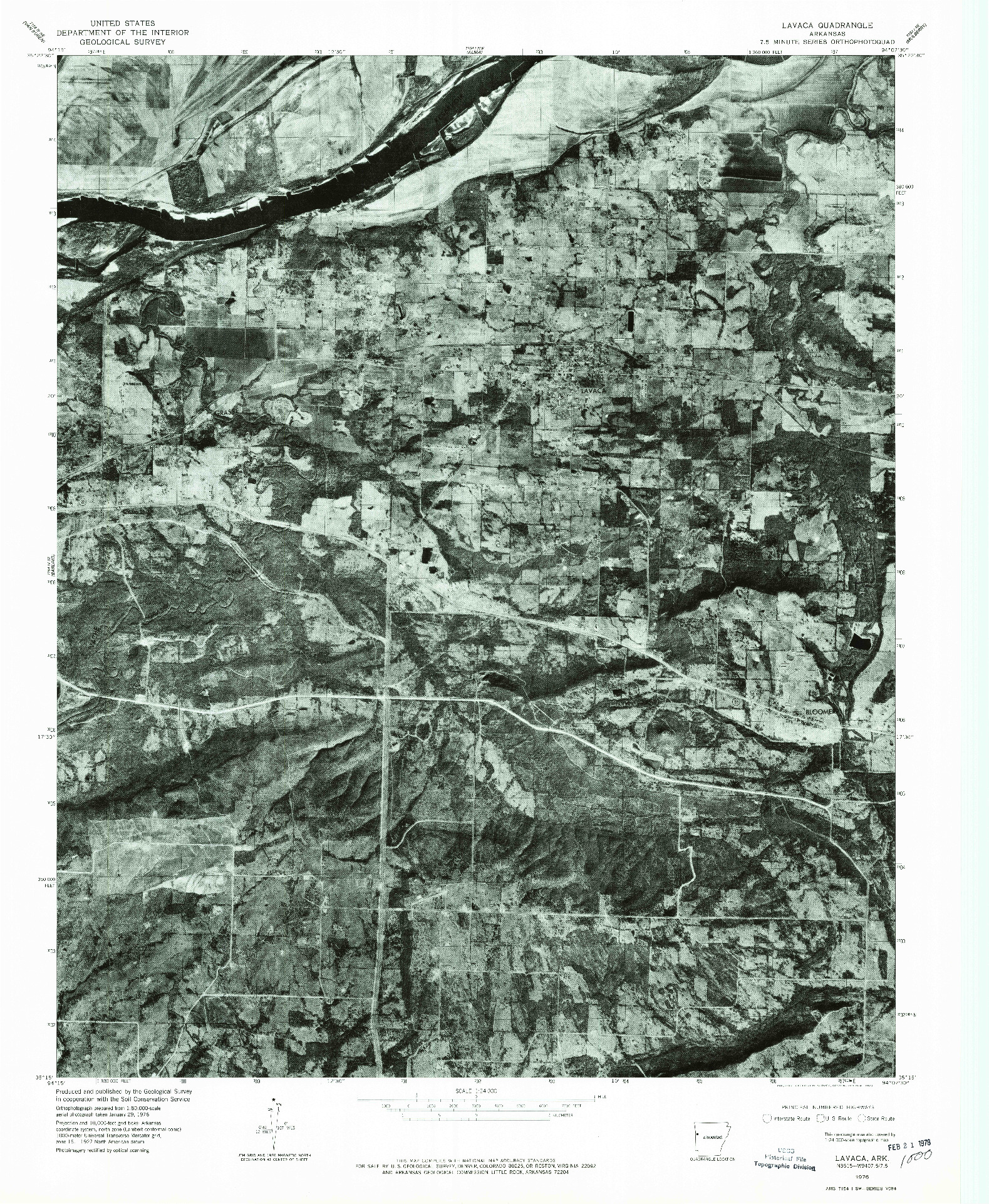 USGS 1:24000-SCALE QUADRANGLE FOR LAVACA, AR 1976