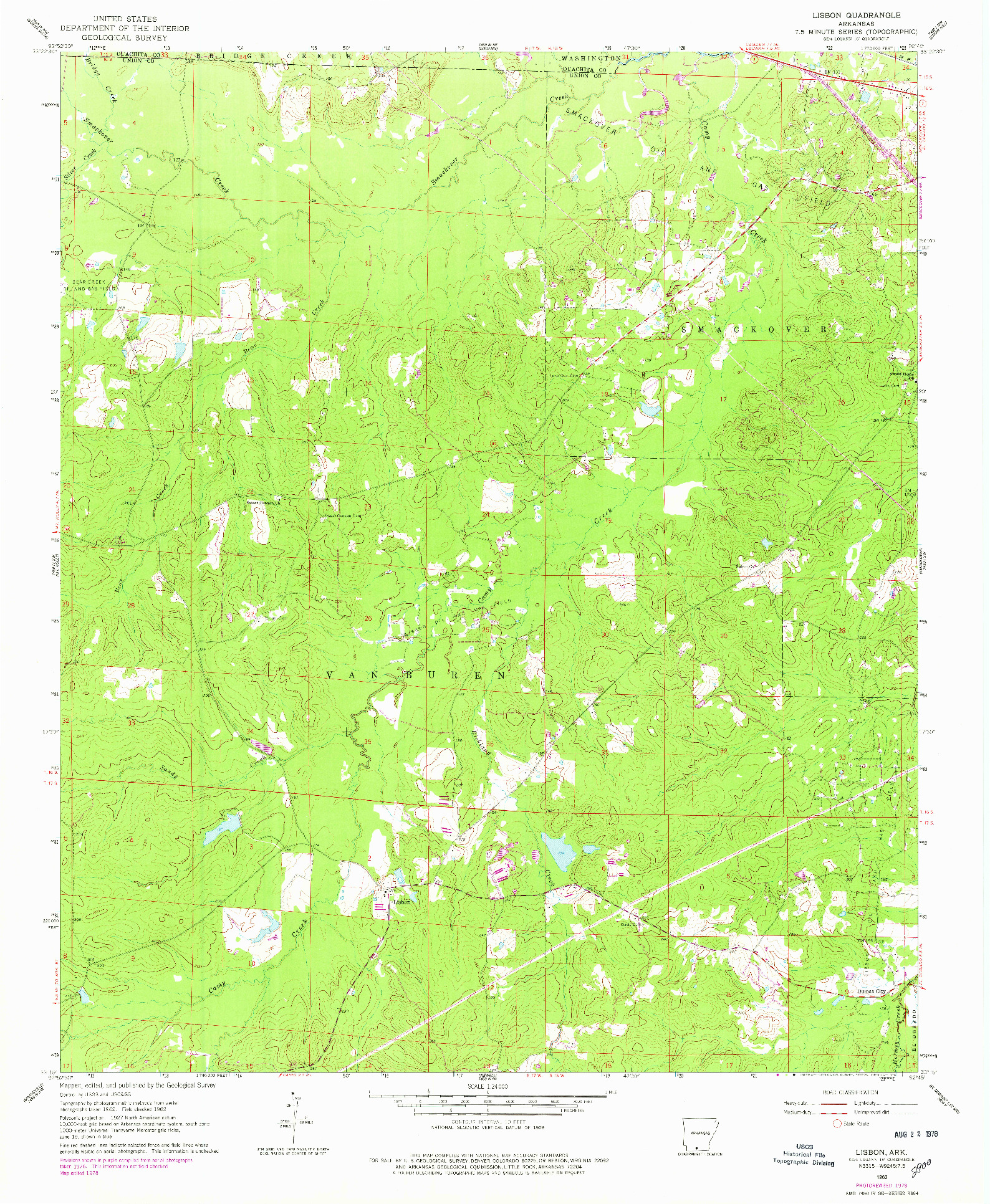 USGS 1:24000-SCALE QUADRANGLE FOR LISBON, AR 1962