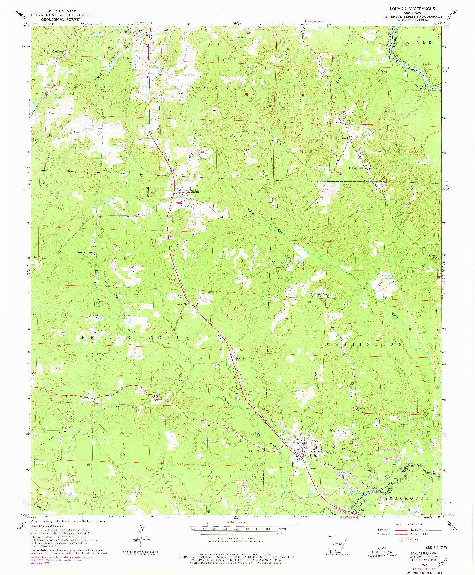 USGS 1:24000-SCALE QUADRANGLE FOR LOUANN, AR 1962