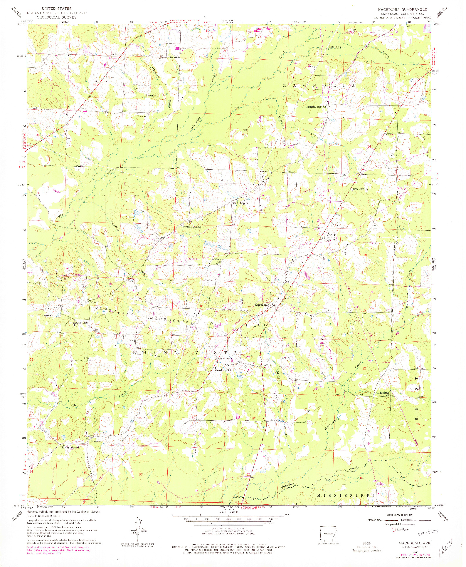 USGS 1:24000-SCALE QUADRANGLE FOR MACEDONIA, AR 1960