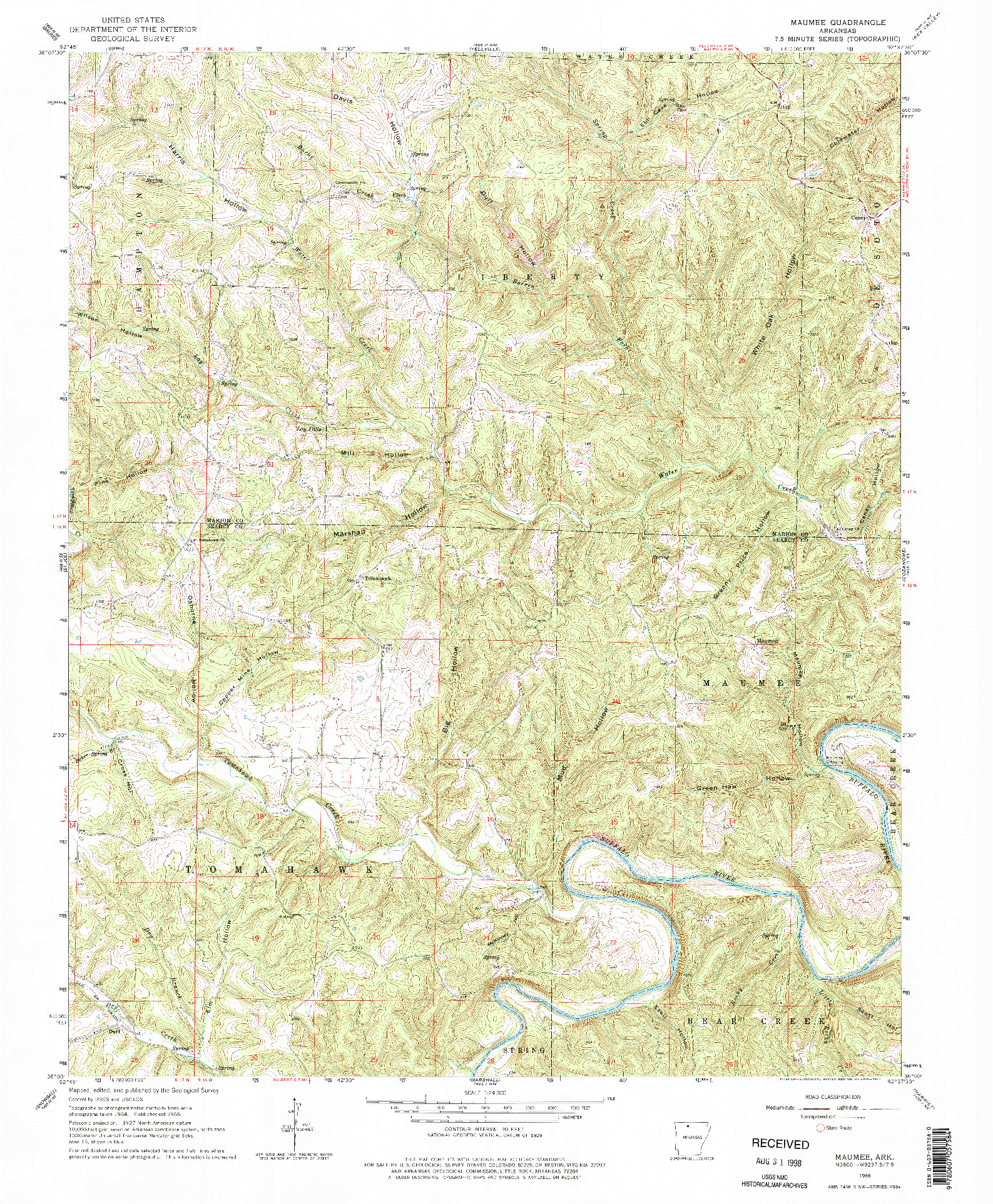 USGS 1:24000-SCALE QUADRANGLE FOR MAUMEE, AR 1966