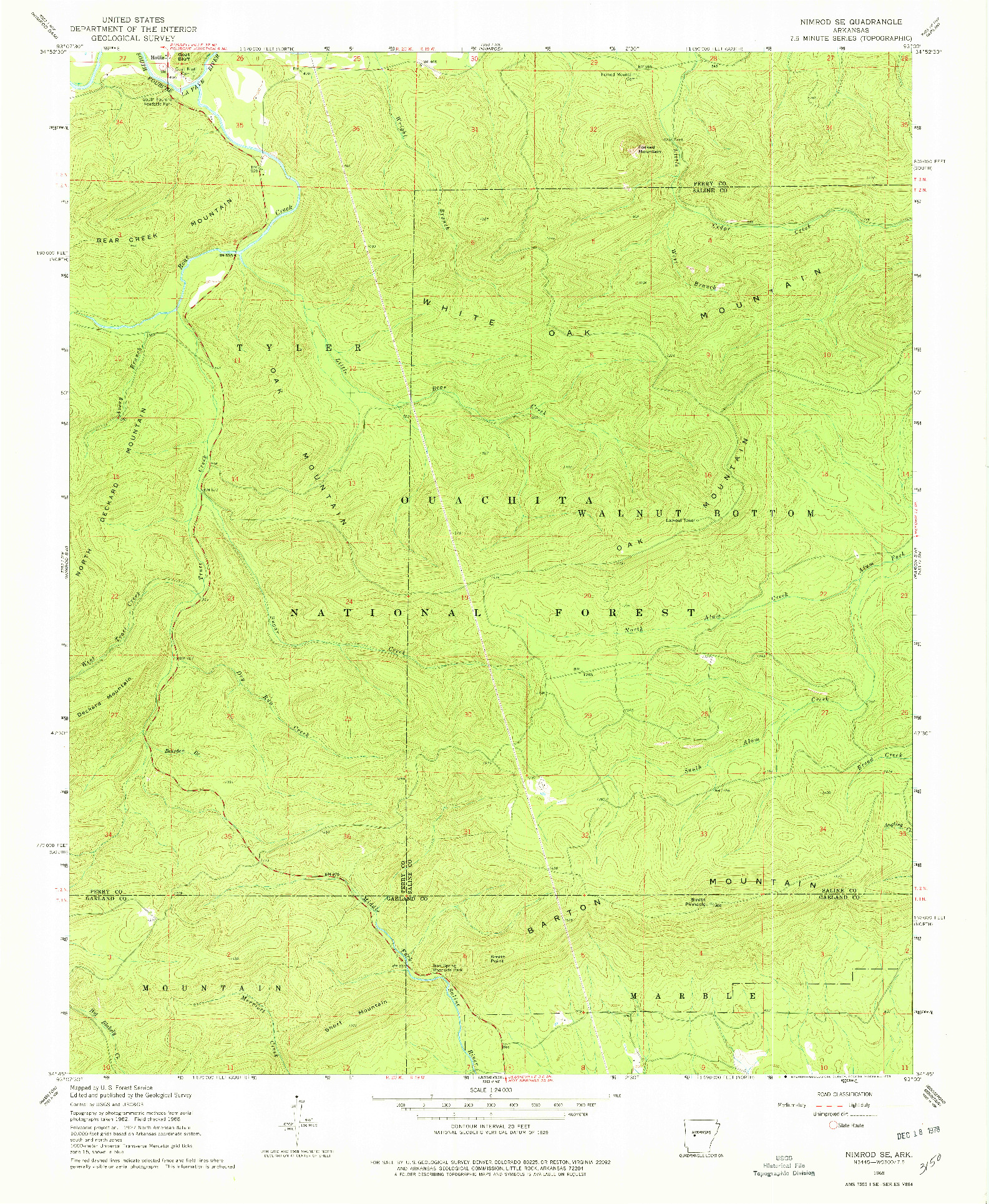 USGS 1:24000-SCALE QUADRANGLE FOR NIMROD SE, AR 1968