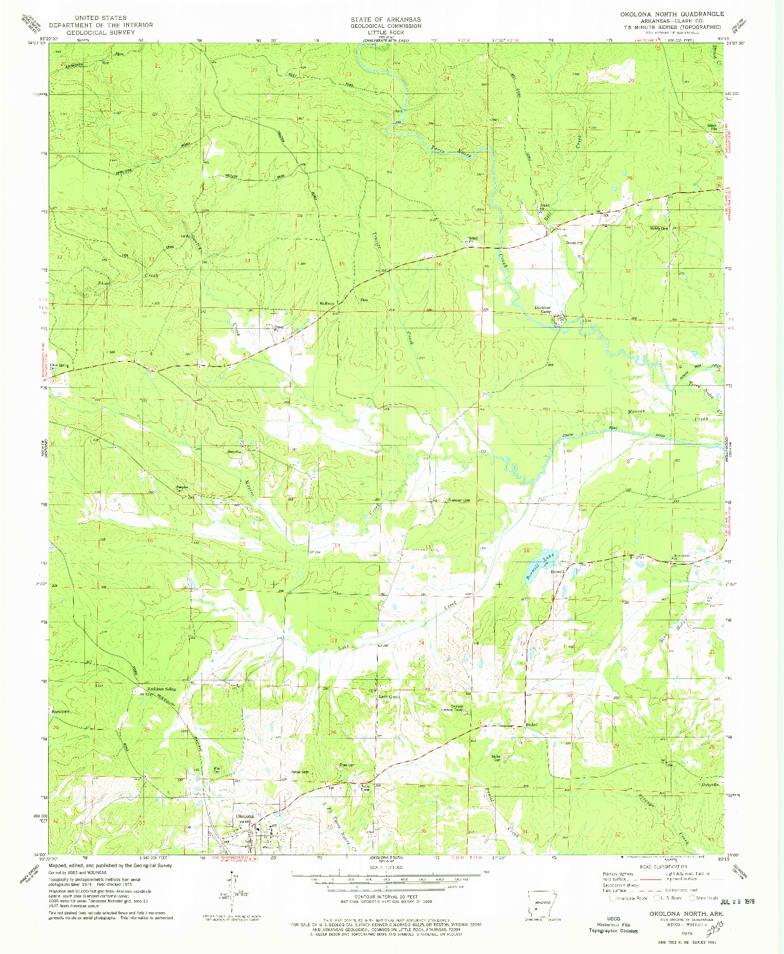 USGS 1:24000-SCALE QUADRANGLE FOR OKOLONA NORTH, AR 1975