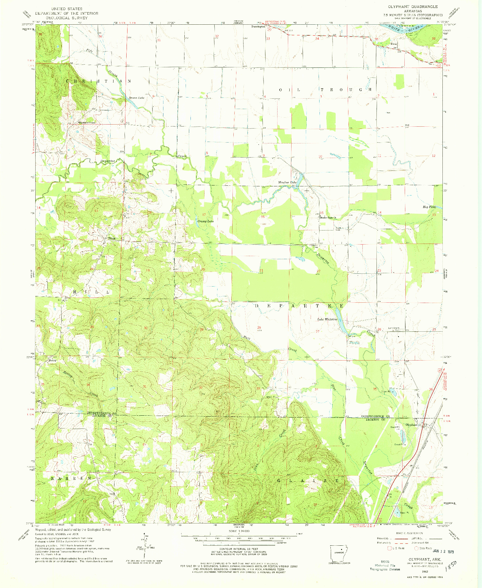 USGS 1:24000-SCALE QUADRANGLE FOR OLYPHANT, AR 1962
