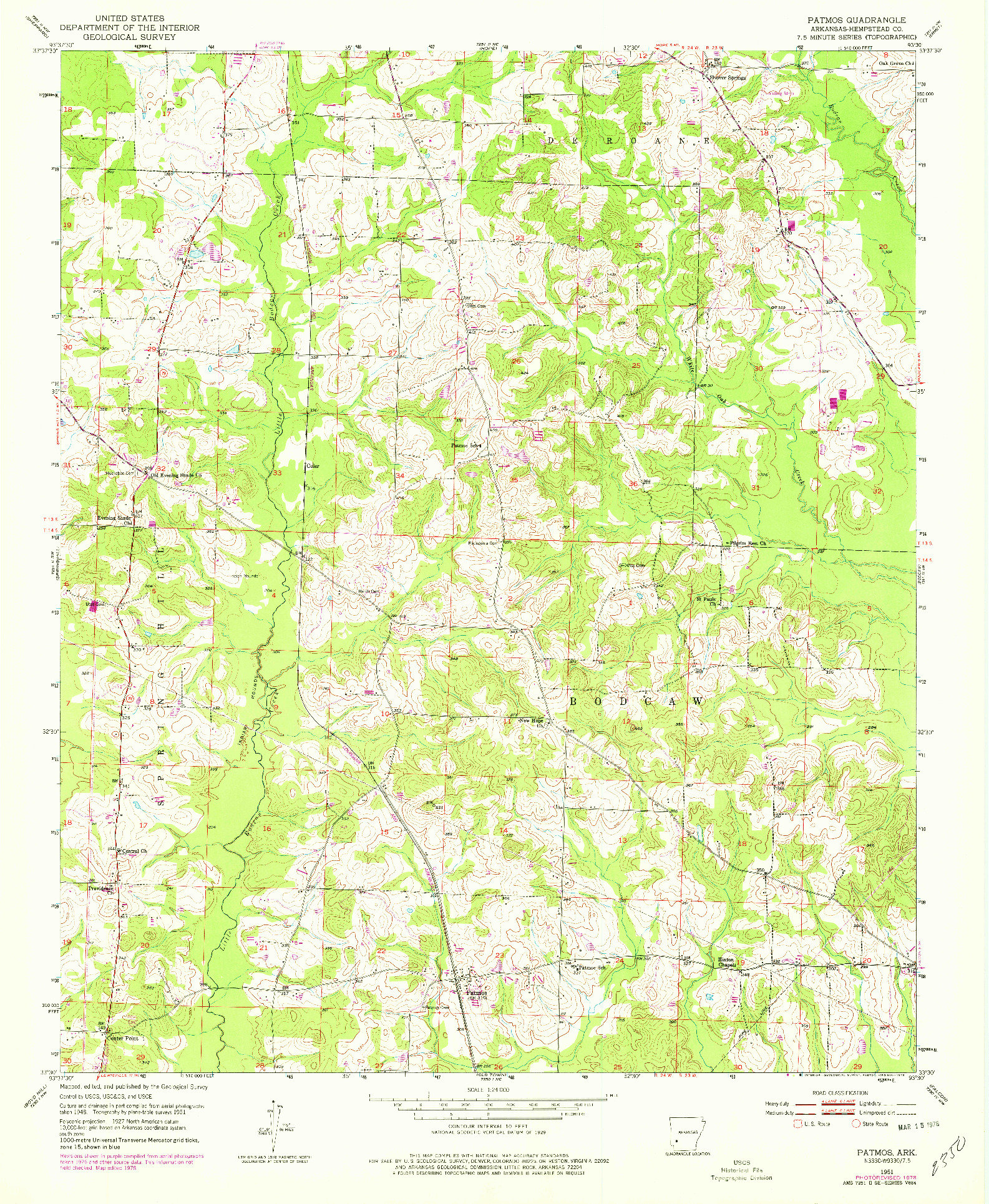 USGS 1:24000-SCALE QUADRANGLE FOR PATMOS, AR 1951