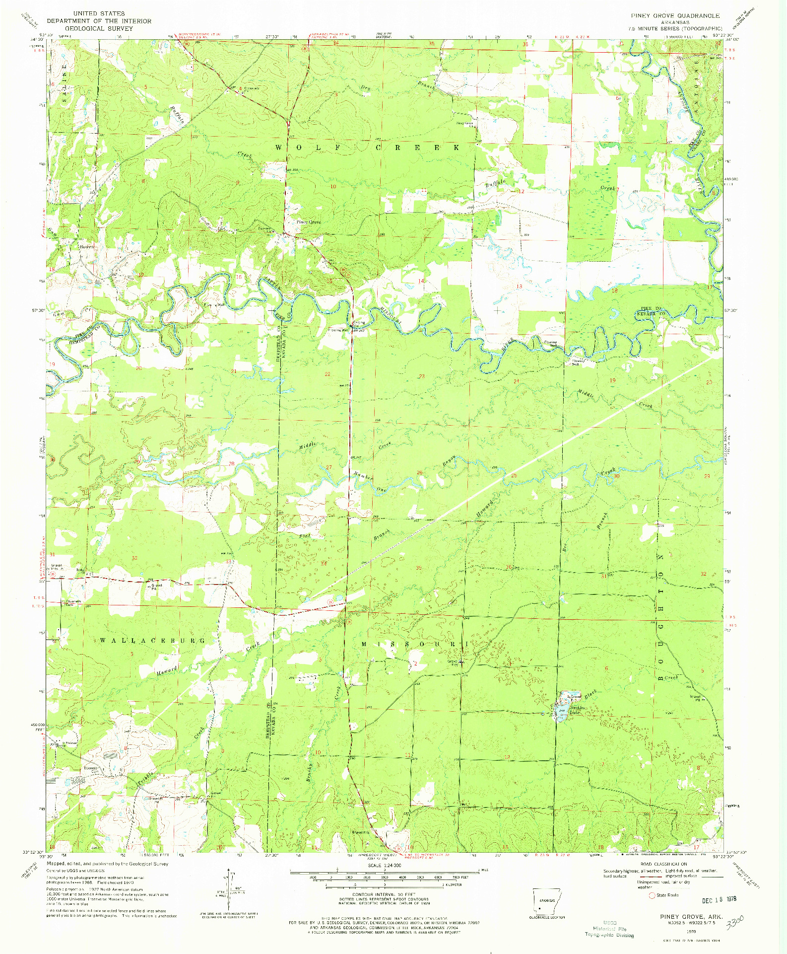 USGS 1:24000-SCALE QUADRANGLE FOR PINEY GROVE, AR 1970