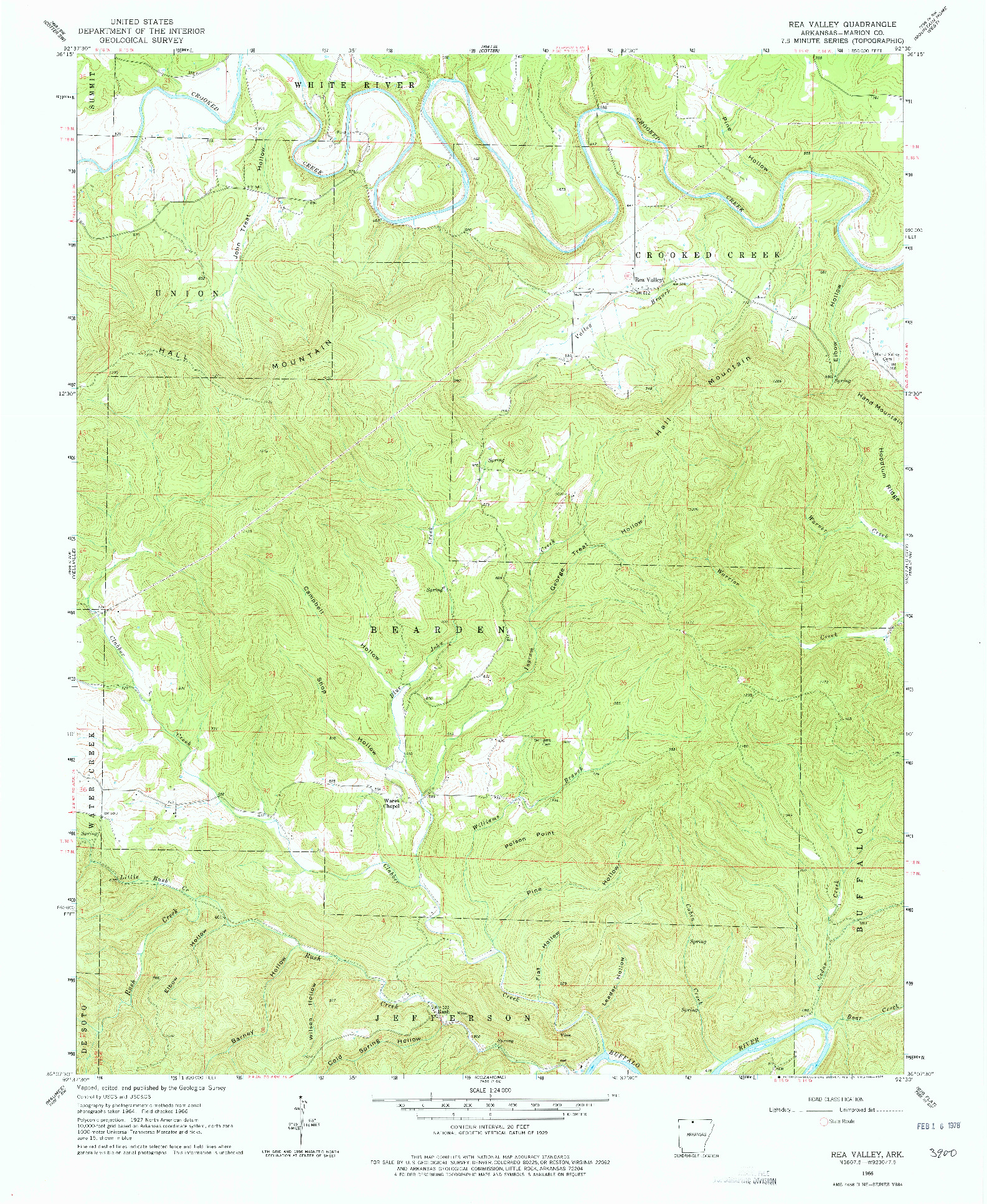 USGS 1:24000-SCALE QUADRANGLE FOR REA VALLEY, AR 1966