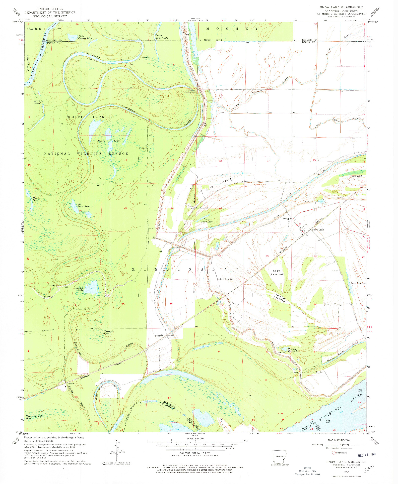 USGS 1:24000-SCALE QUADRANGLE FOR SNOW LAKE, AR 1967