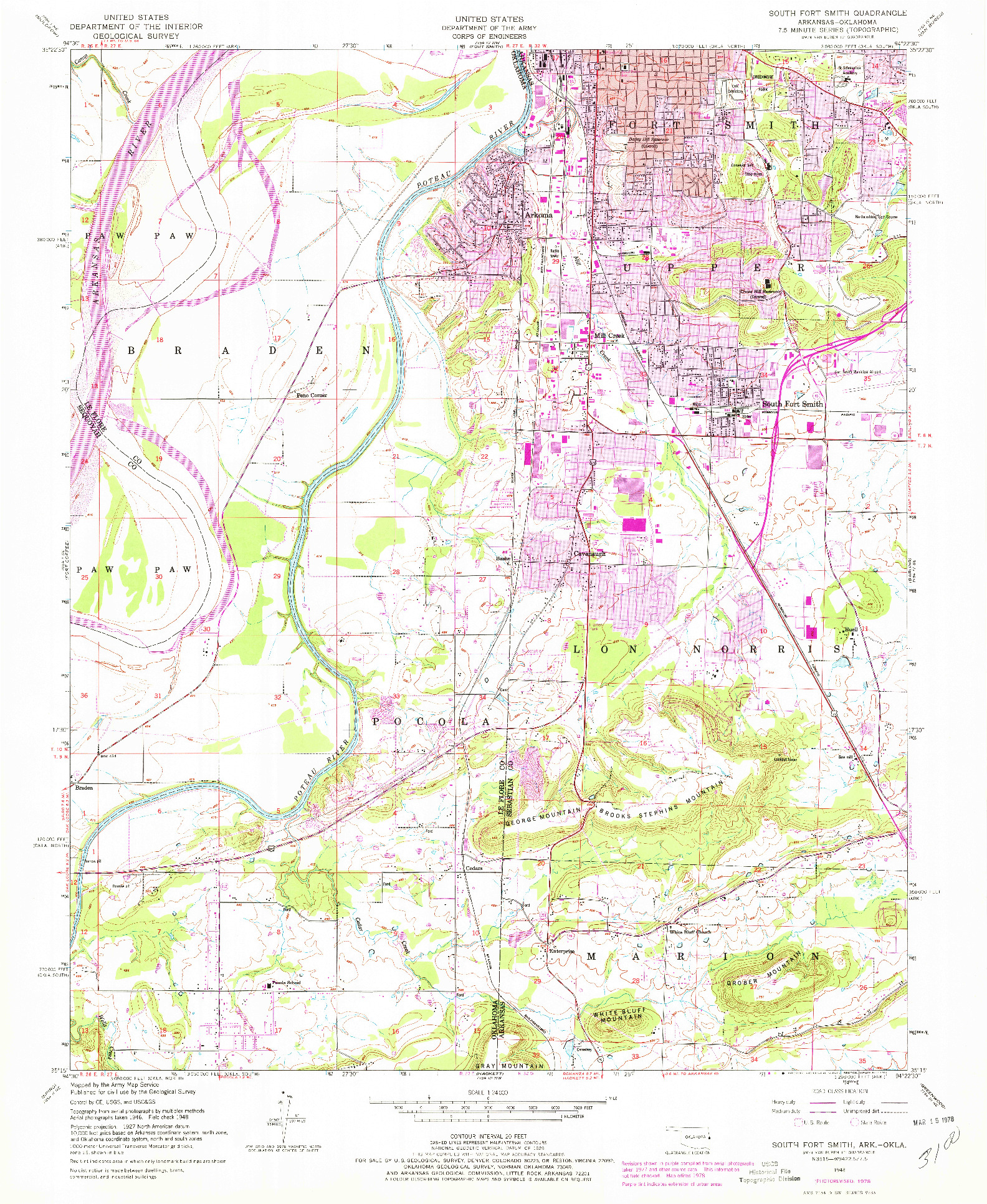USGS 1:24000-SCALE QUADRANGLE FOR SOUTH FORT SMITH, AR 1948