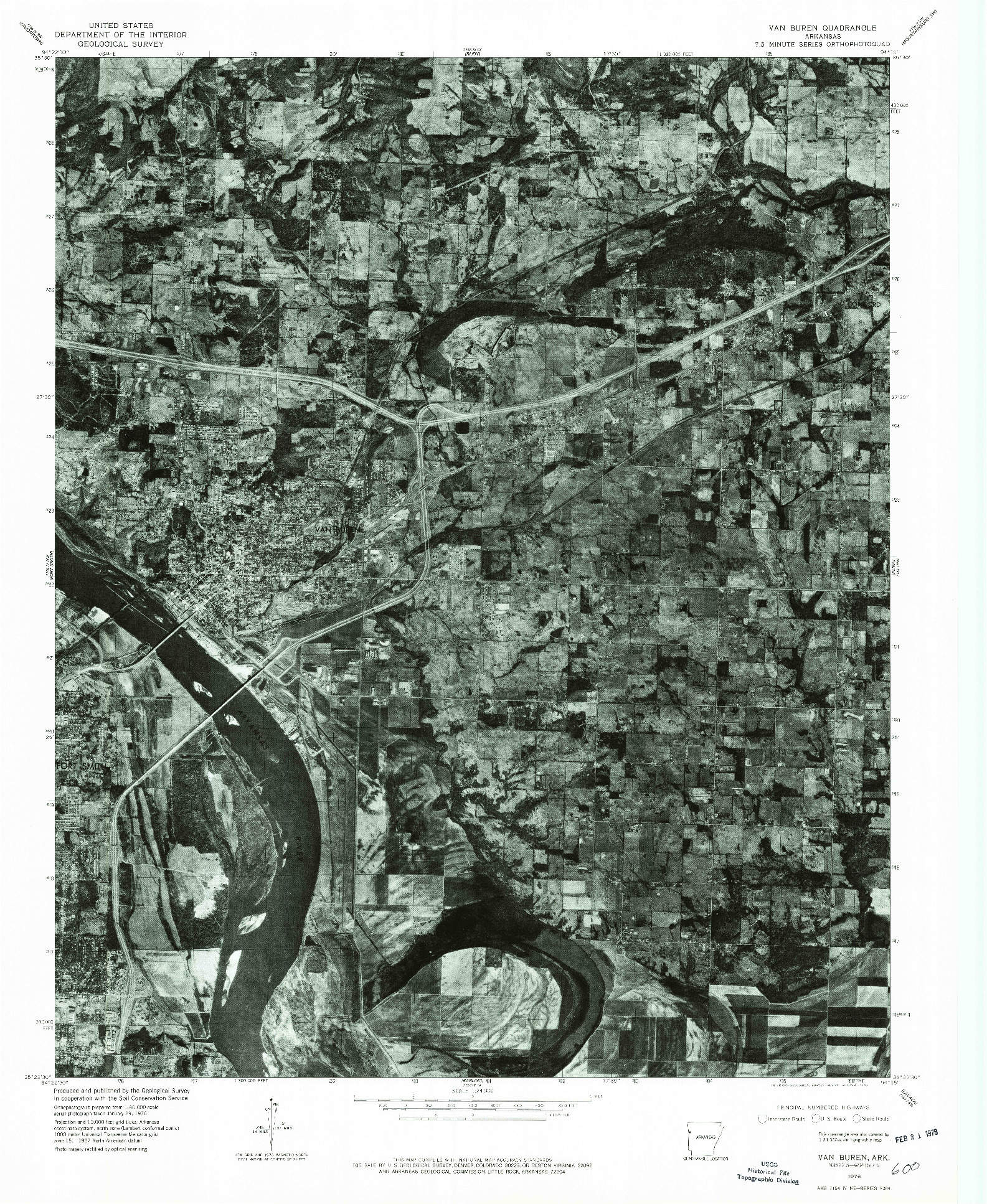 USGS 1:24000-SCALE QUADRANGLE FOR VAN BUREN, AR 1976