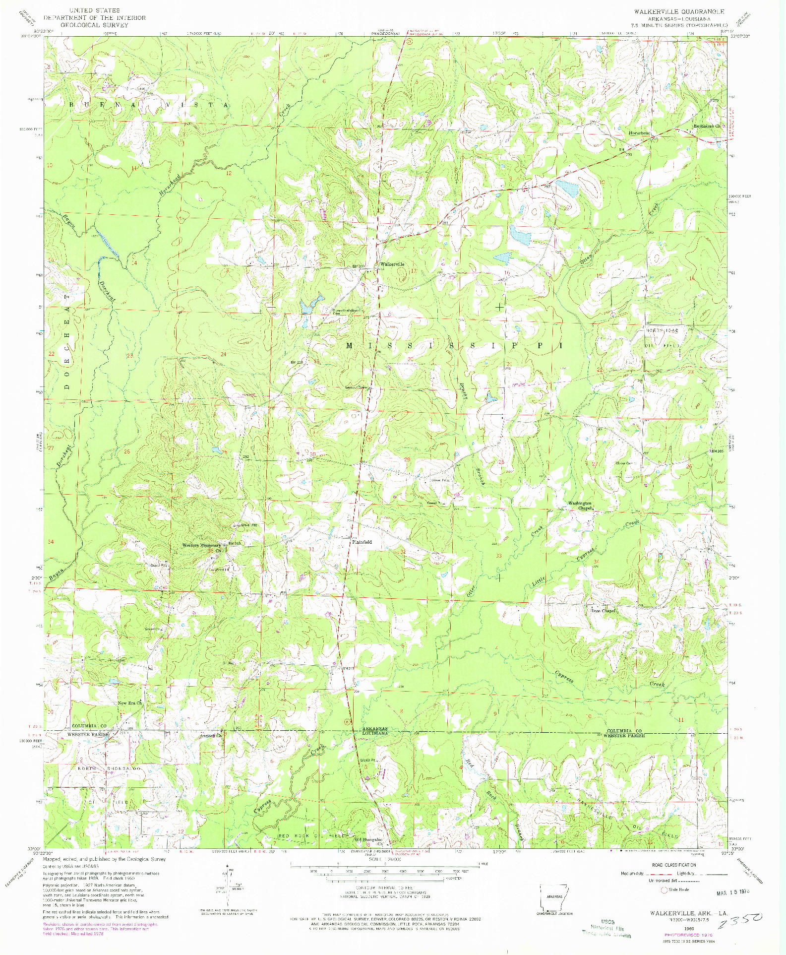 USGS 1:24000-SCALE QUADRANGLE FOR WALKERVILLE, AR 1960