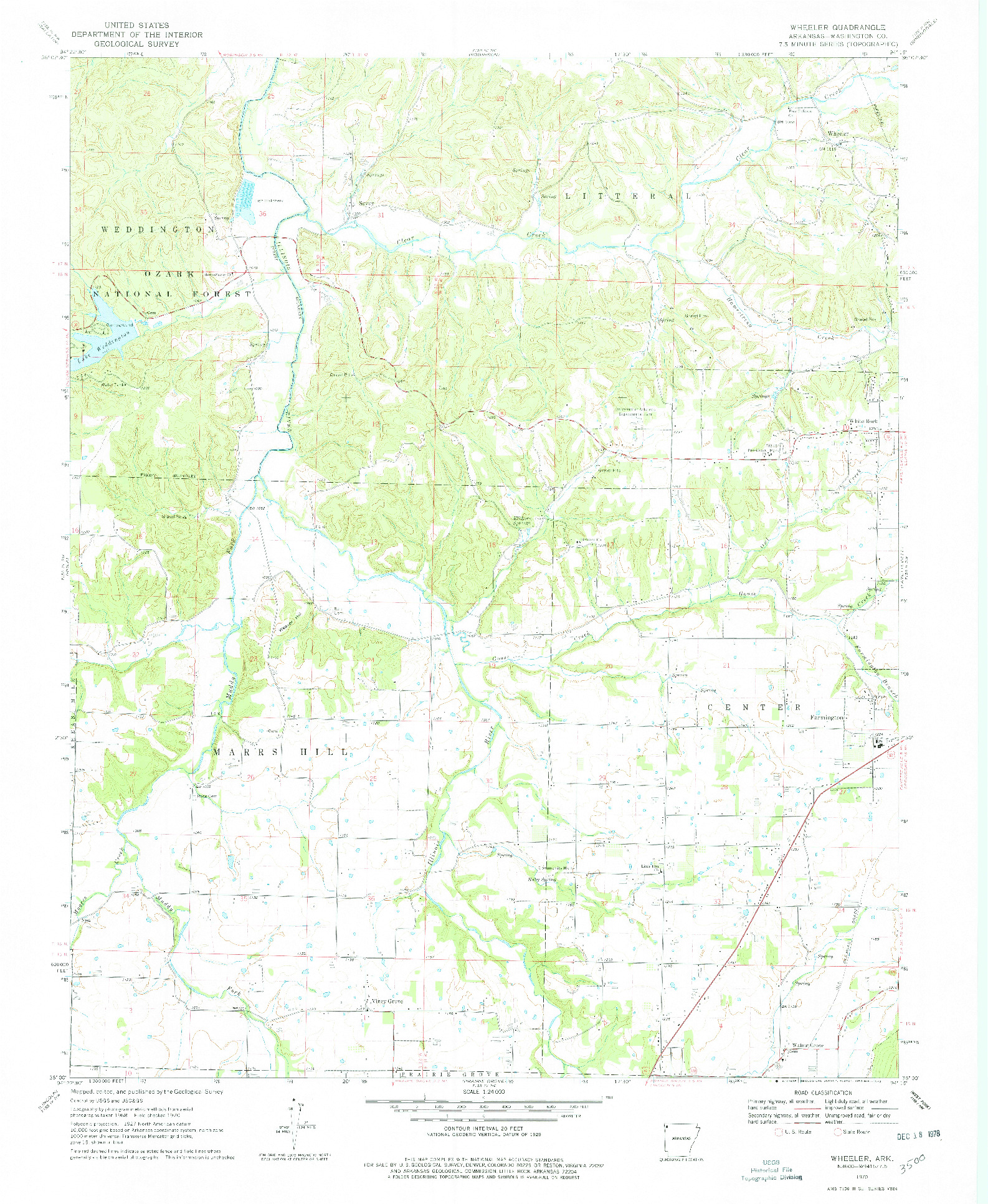 USGS 1:24000-SCALE QUADRANGLE FOR WHEELER, AR 1970