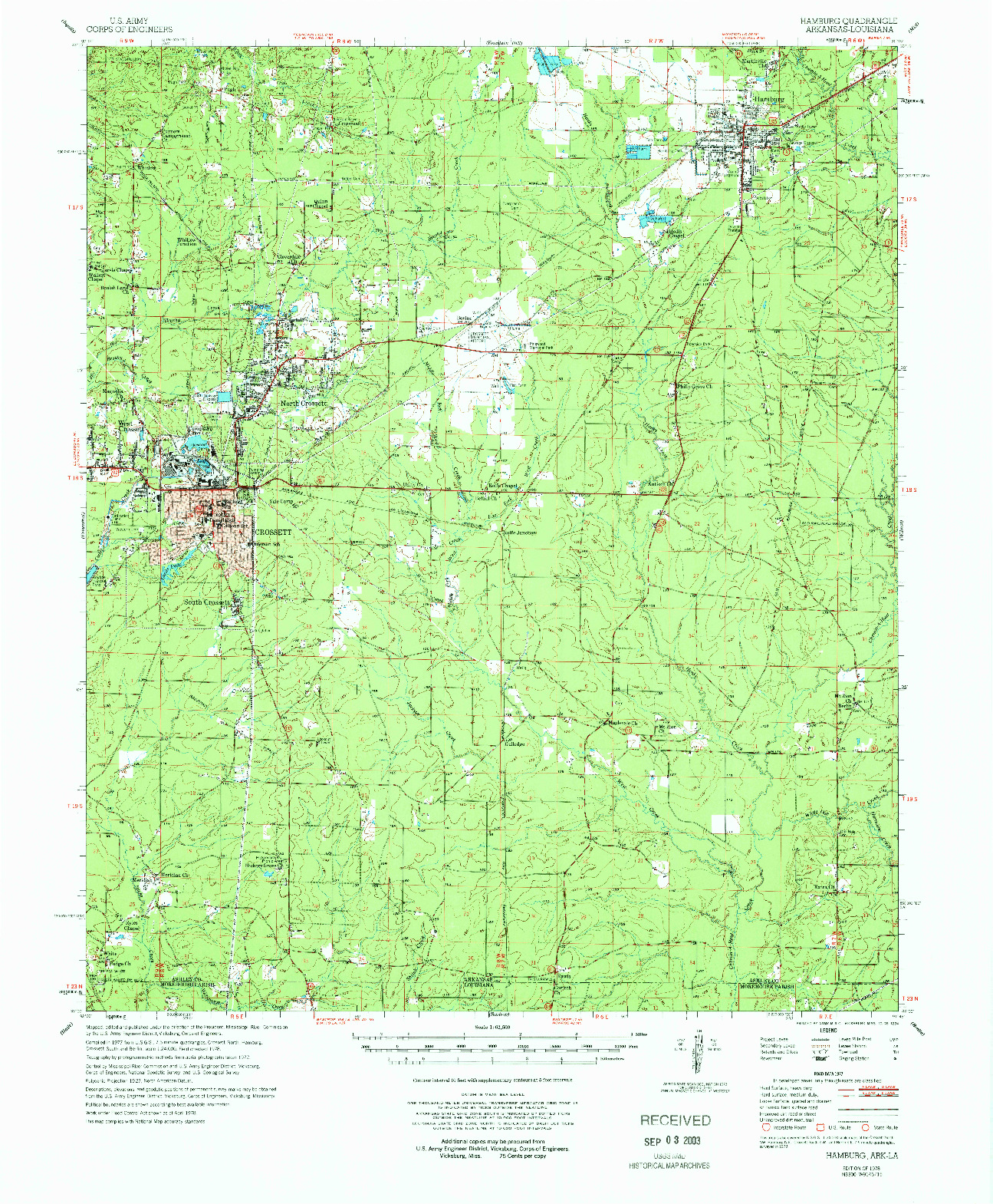 USGS 1:62500-SCALE QUADRANGLE FOR HAMBURG, AR 1978