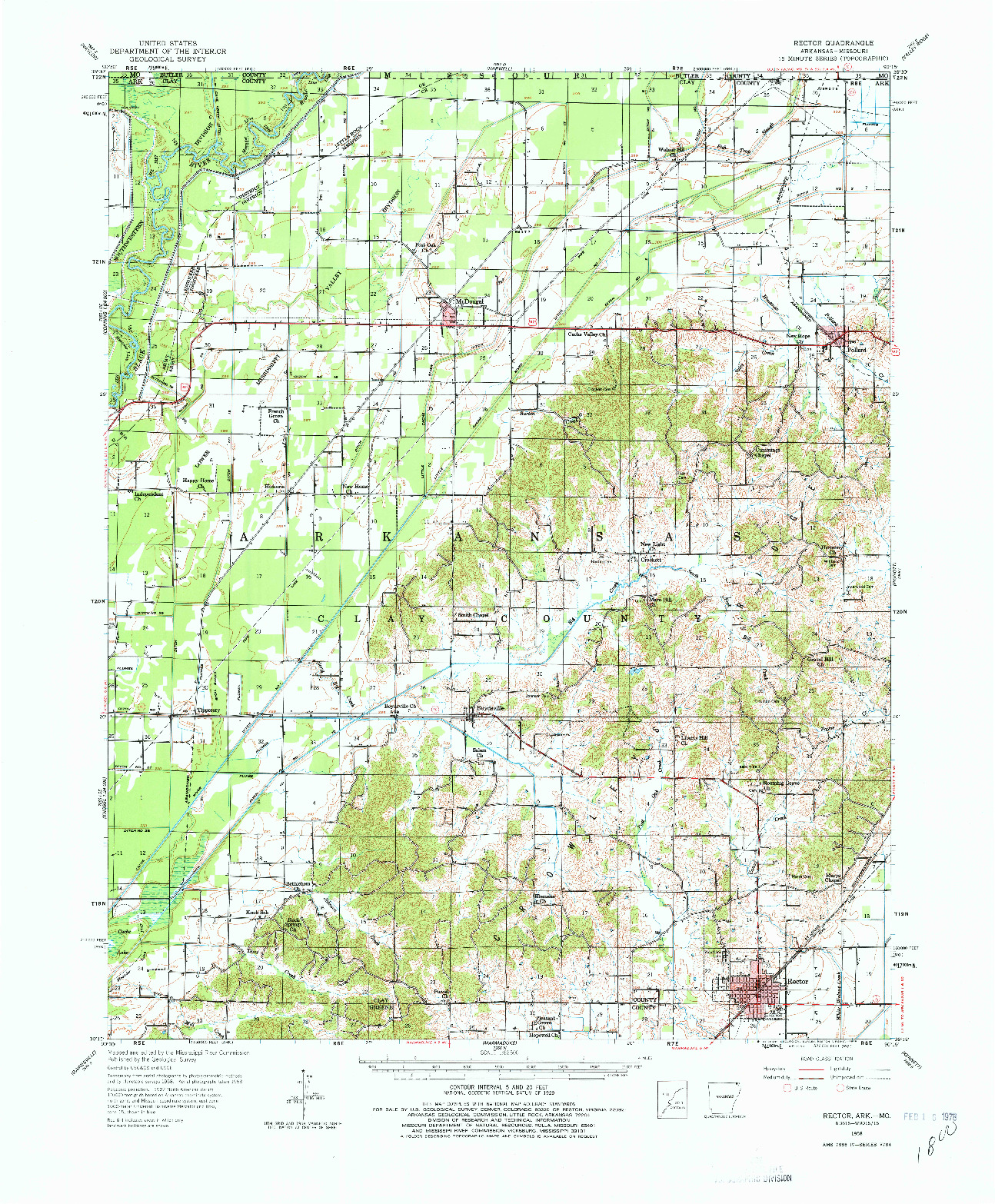 USGS 1:62500-SCALE QUADRANGLE FOR RECTOR, AR 1958