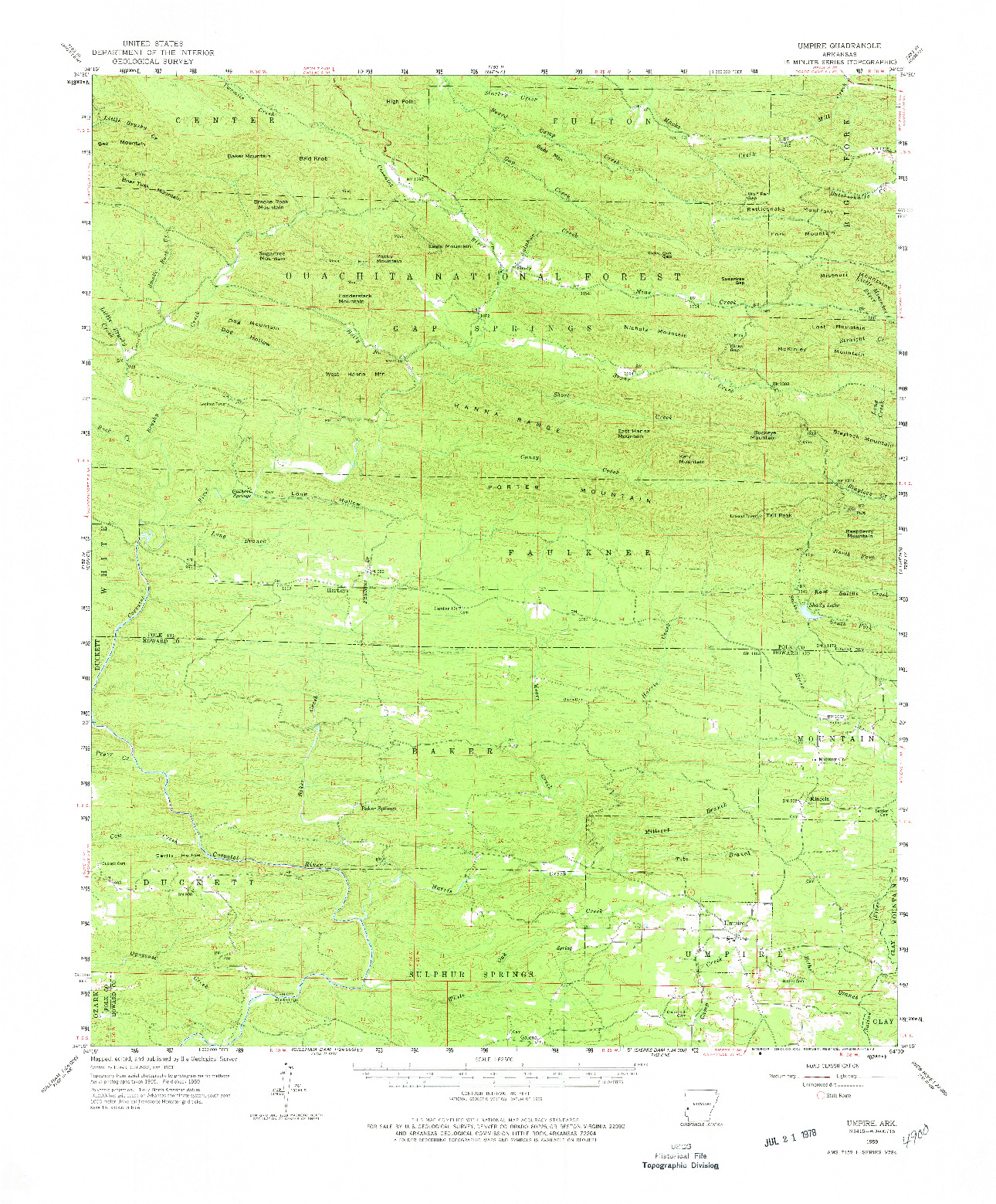 USGS 1:62500-SCALE QUADRANGLE FOR UMPIRE, AR 1959