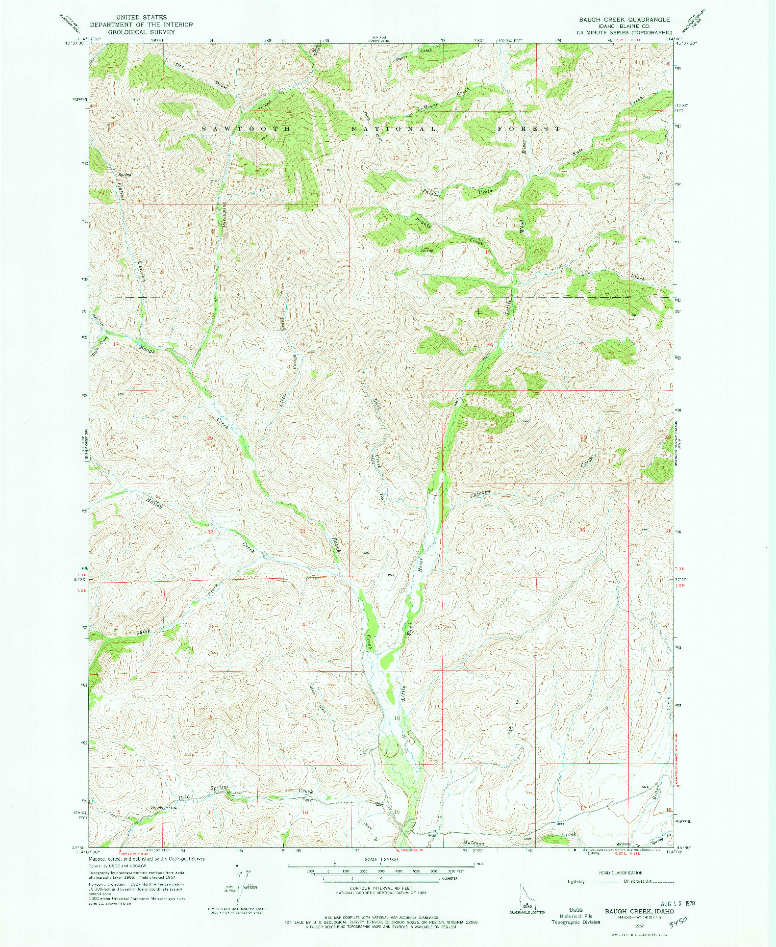 USGS 1:24000-SCALE QUADRANGLE FOR BAUGH CREEK, ID 1967