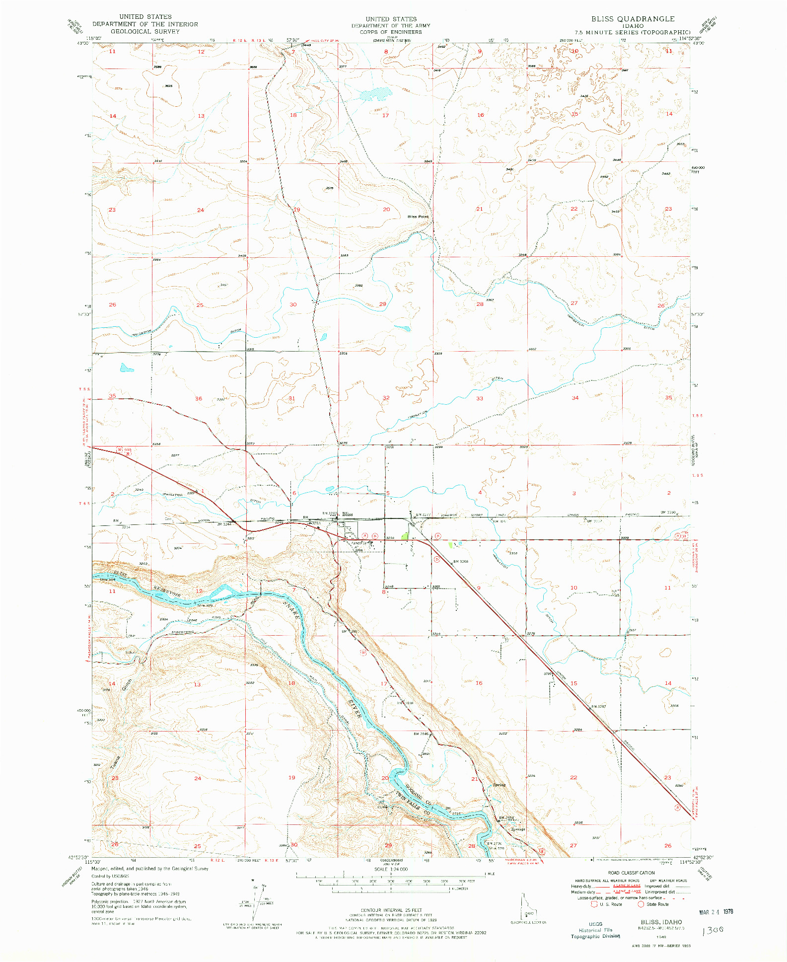 USGS 1:24000-SCALE QUADRANGLE FOR BLISS, ID 1949