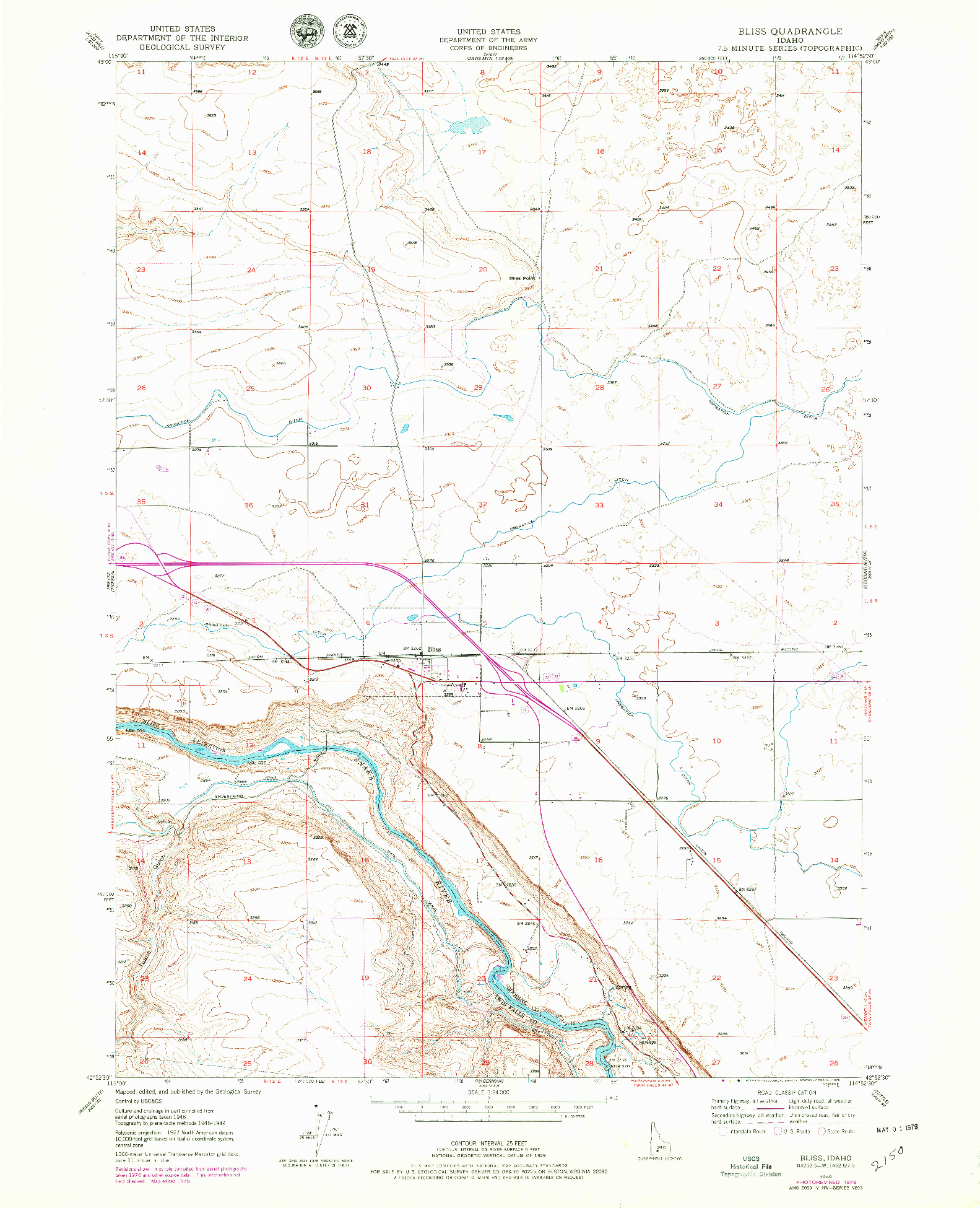 USGS 1:24000-SCALE QUADRANGLE FOR BLISS, ID 1949