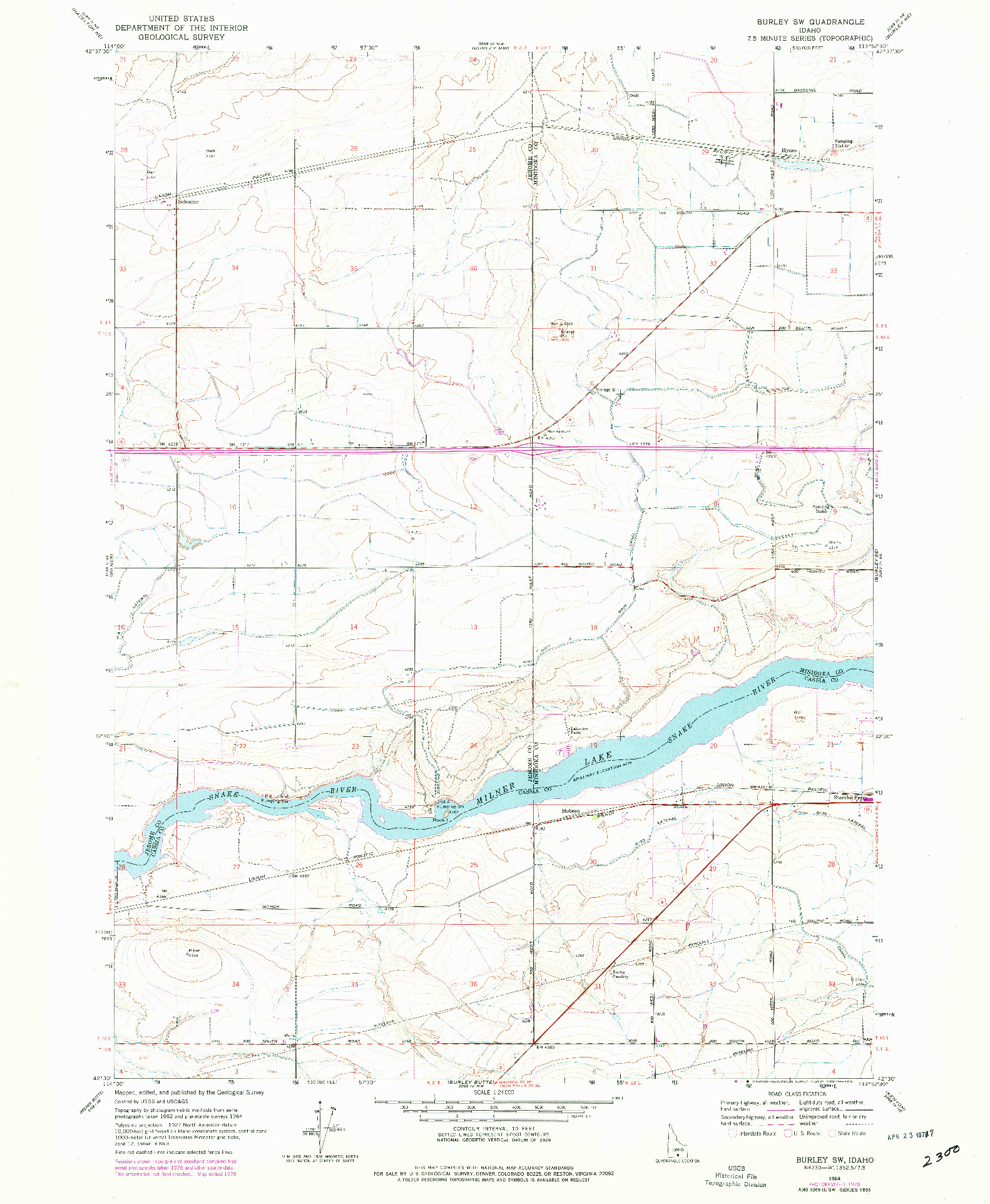 USGS 1:24000-SCALE QUADRANGLE FOR BURLEY SW, ID 1964