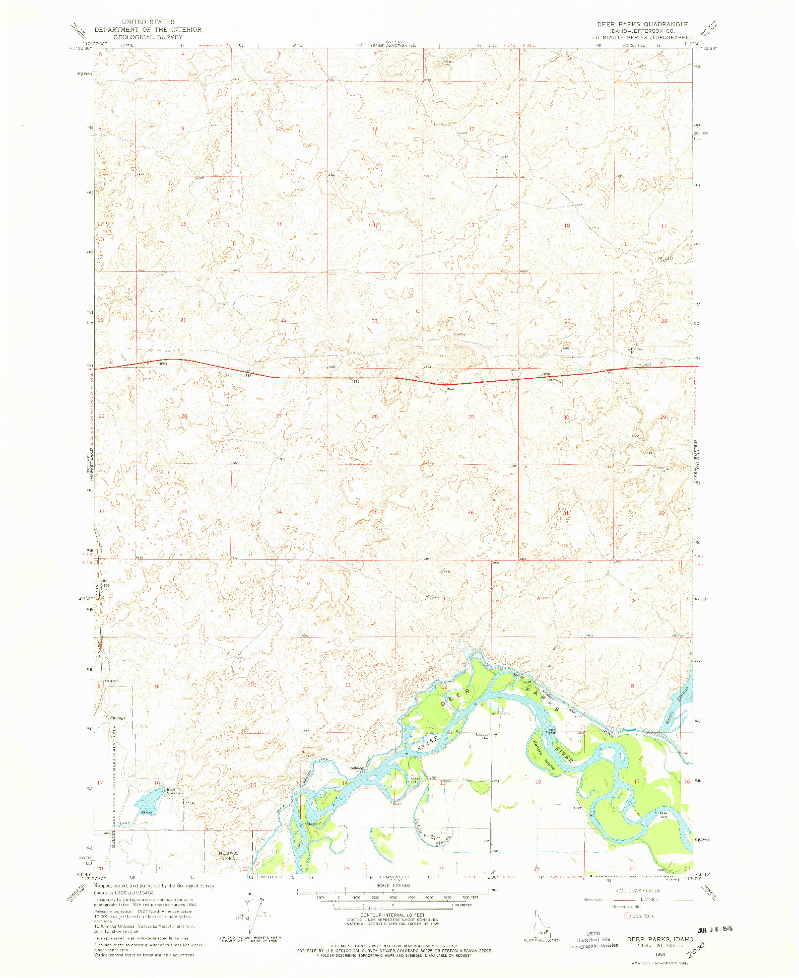 USGS 1:24000-SCALE QUADRANGLE FOR DEER PARKS, ID 1964