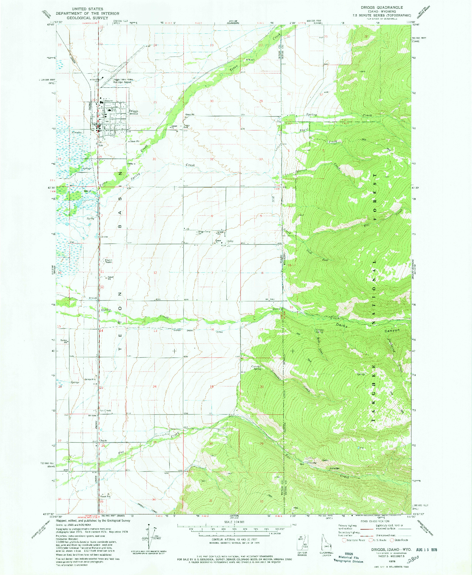 USGS 1:24000-SCALE QUADRANGLE FOR DRIGGS, ID 1978