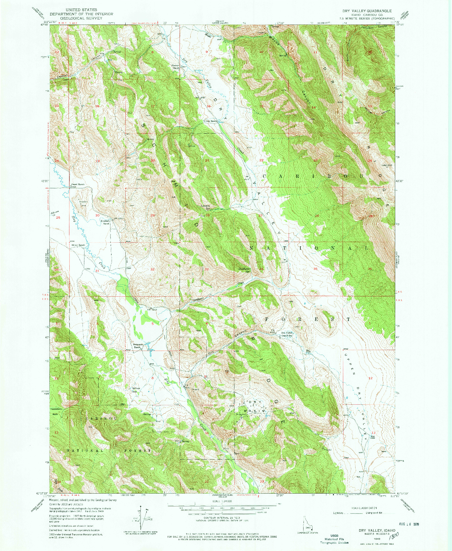 USGS 1:24000-SCALE QUADRANGLE FOR DRY VALLEY, ID 1949