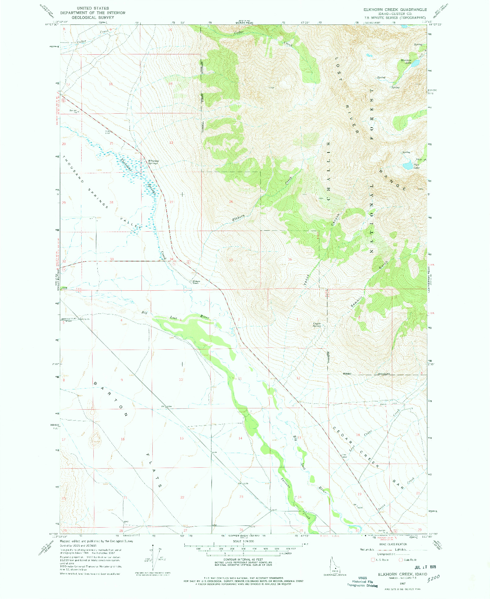 USGS 1:24000-SCALE QUADRANGLE FOR ELKHORN CREEK, ID 1967