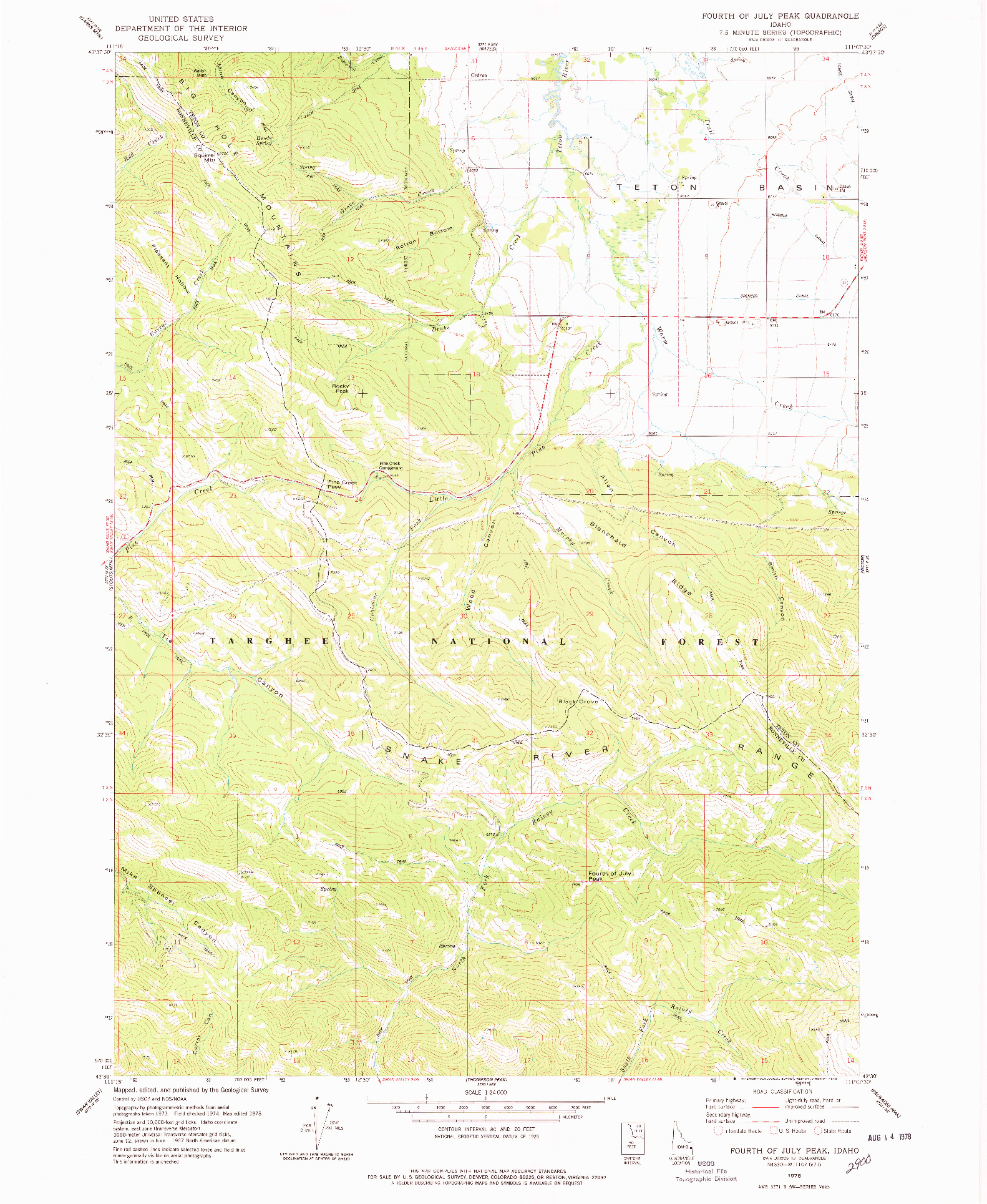 USGS 1:24000-SCALE QUADRANGLE FOR FOURTH OF JULY PEAK, ID 1978