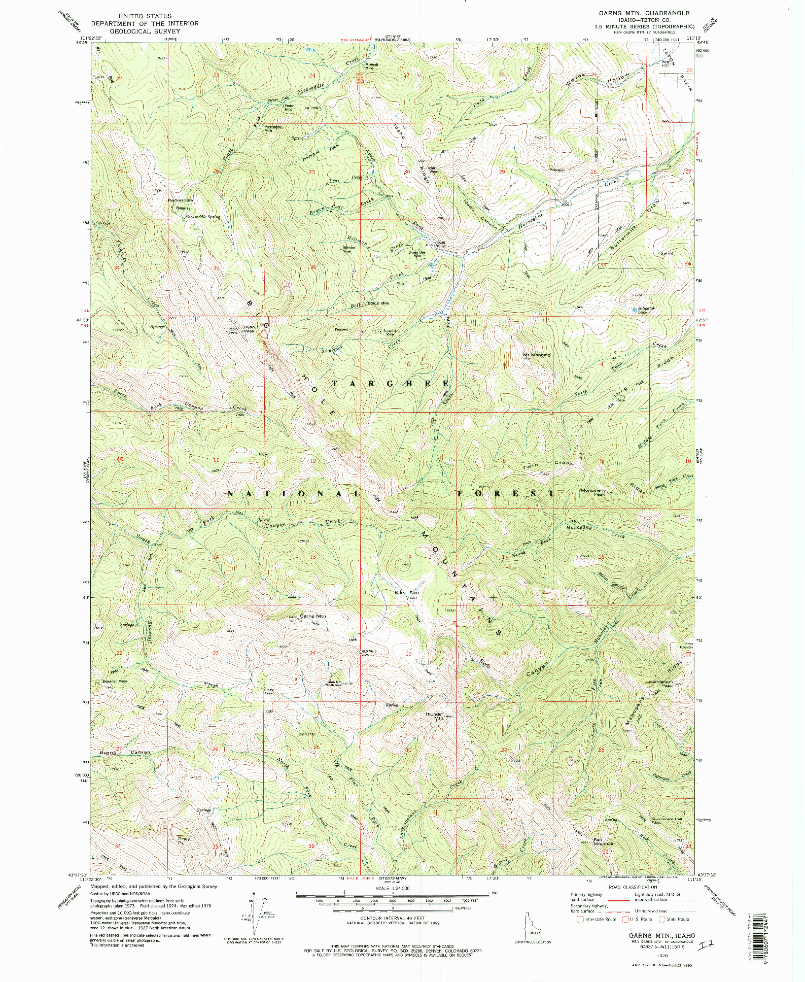 USGS 1:24000-SCALE QUADRANGLE FOR GARNS MTN., ID 1978