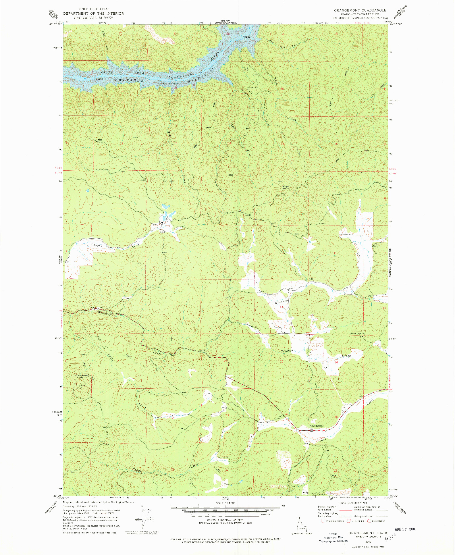 USGS 1:24000-SCALE QUADRANGLE FOR GRANGEMONT, ID 1969