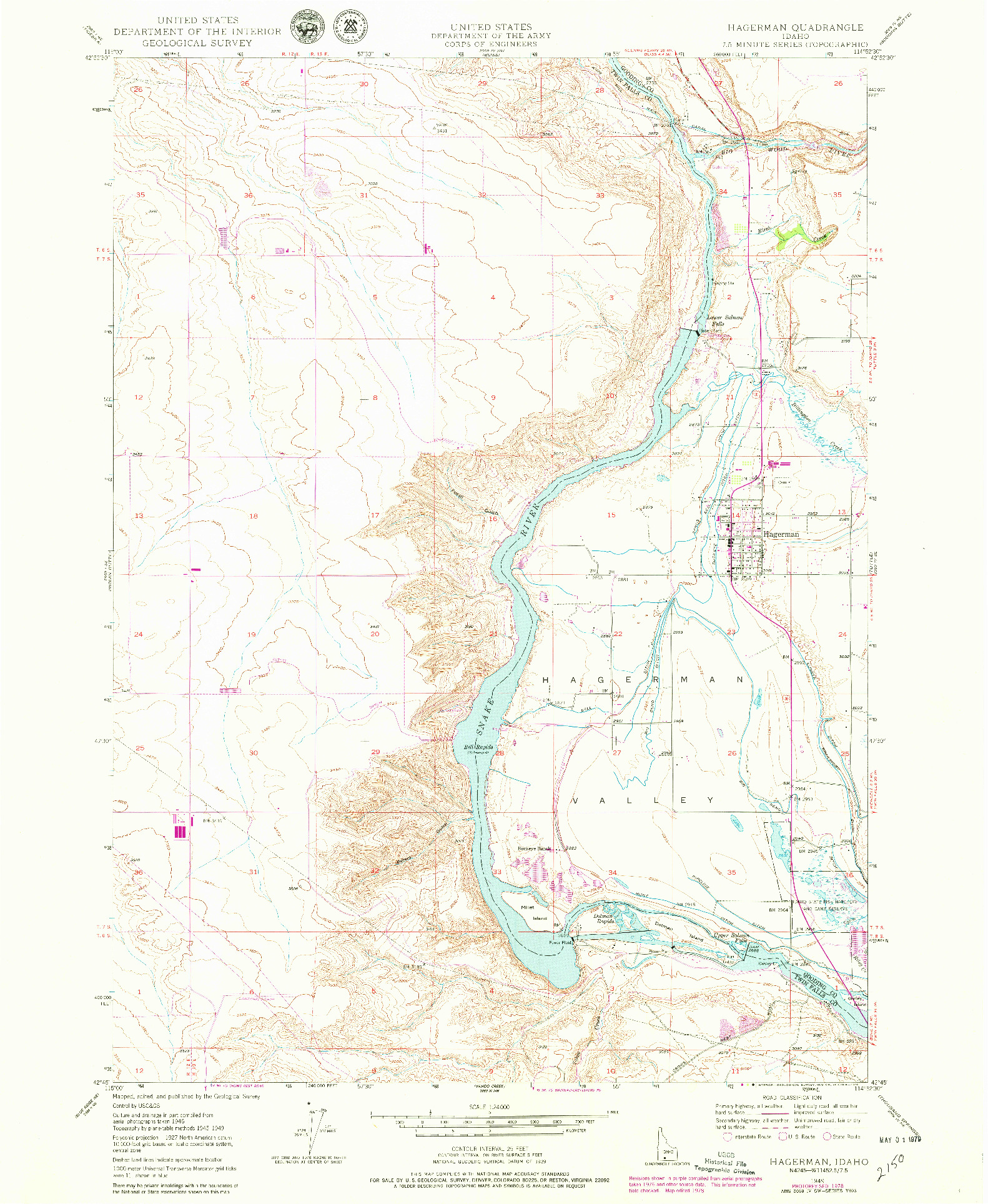 USGS 1:24000-SCALE QUADRANGLE FOR HAGERMAN, ID 1949