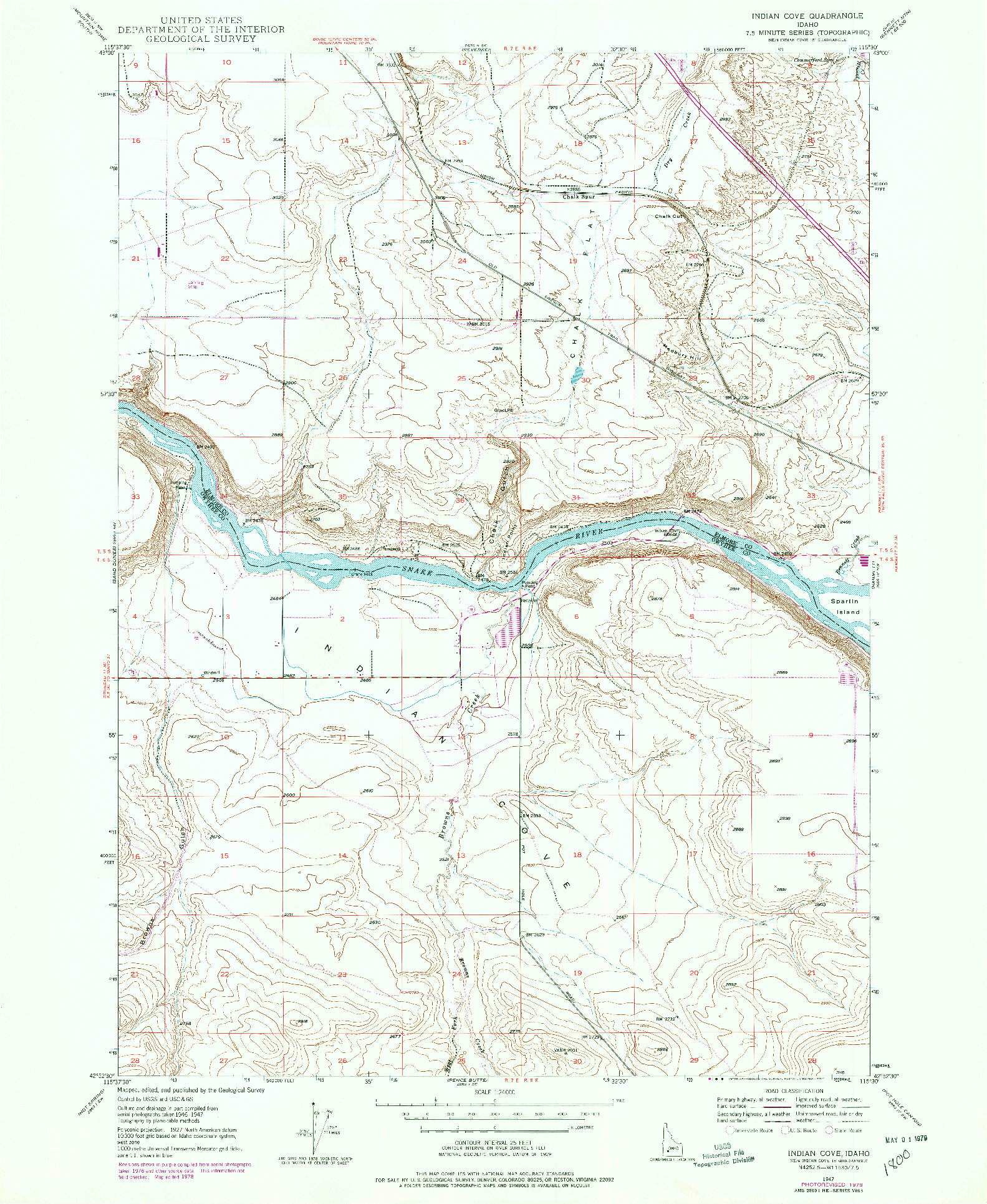 USGS 1:24000-SCALE QUADRANGLE FOR INDIAN COVE, ID 1947