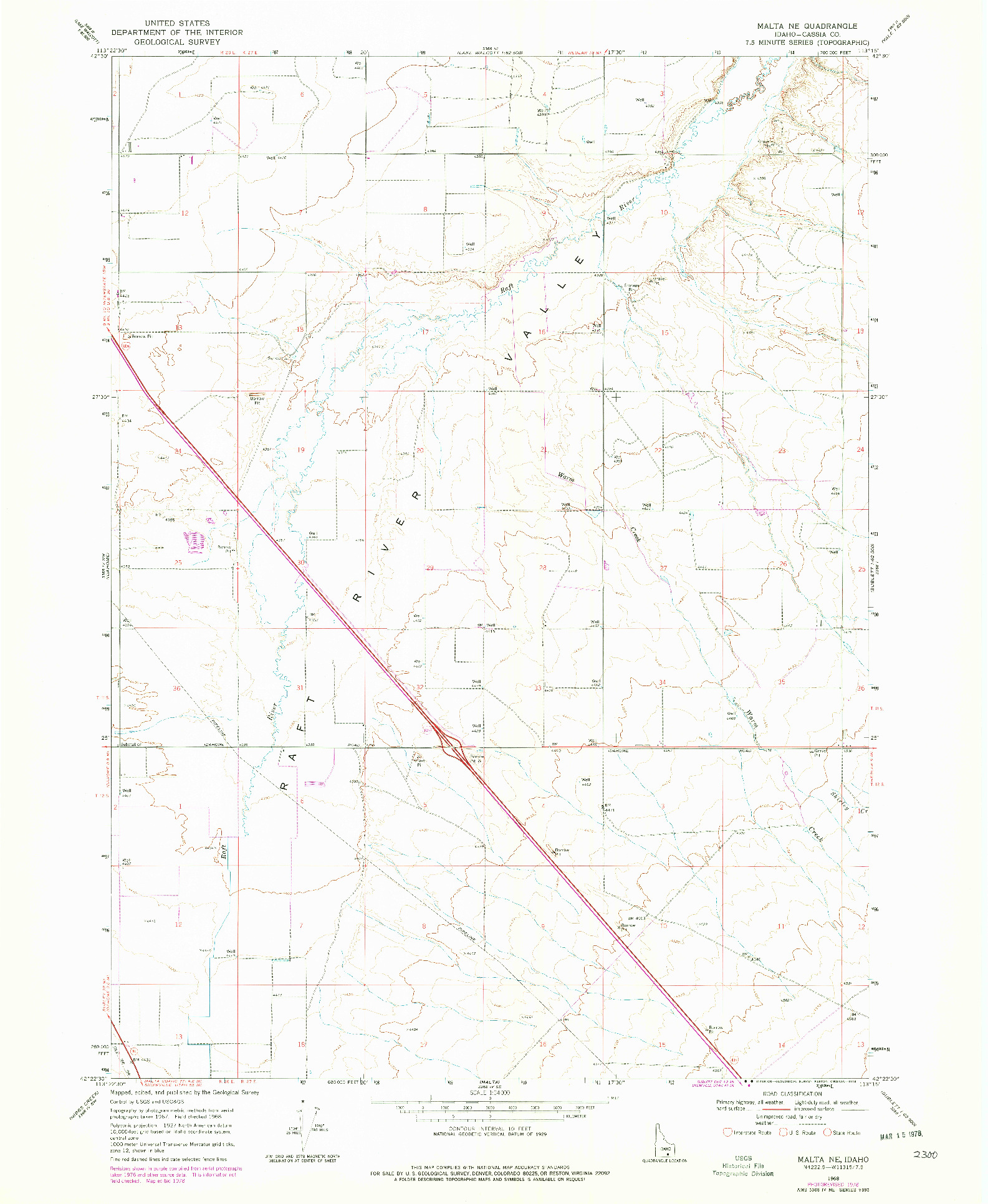 USGS 1:24000-SCALE QUADRANGLE FOR MALTA NE, ID 1968