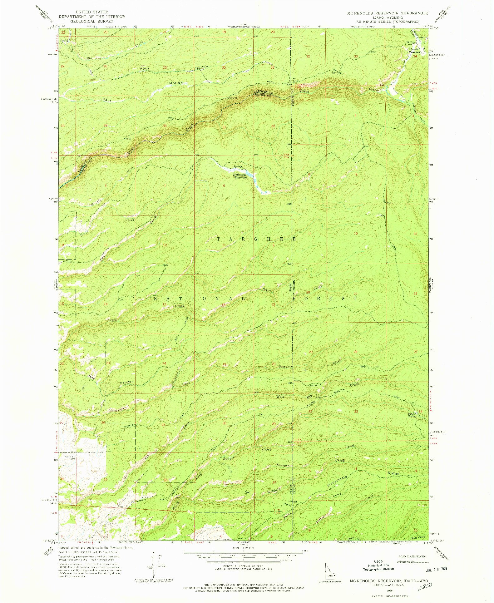 USGS 1:24000-SCALE QUADRANGLE FOR MC RENOLDS RESERVOIR, ID 1965