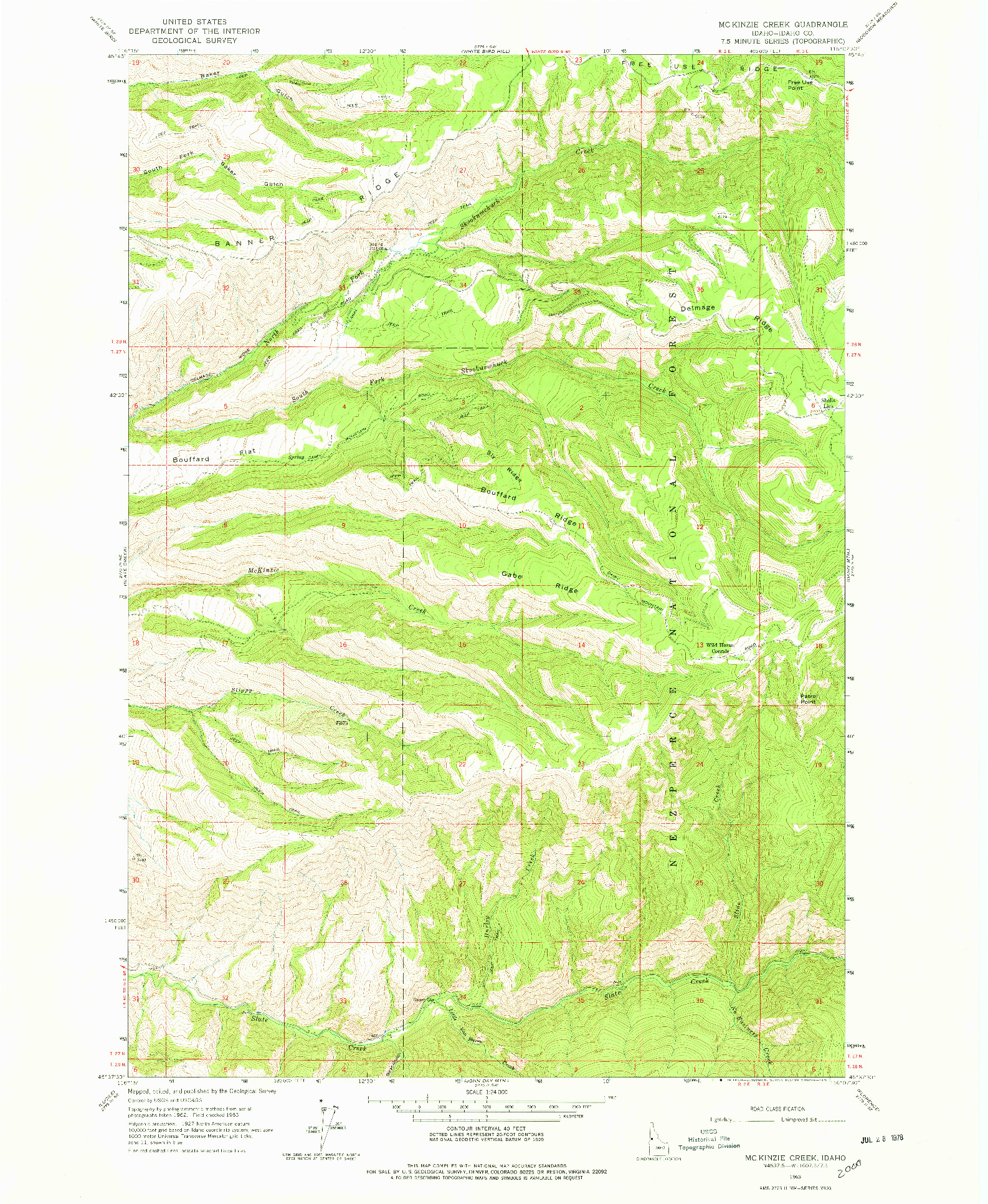 USGS 1:24000-SCALE QUADRANGLE FOR MCKINZIE CREEK, ID 1963