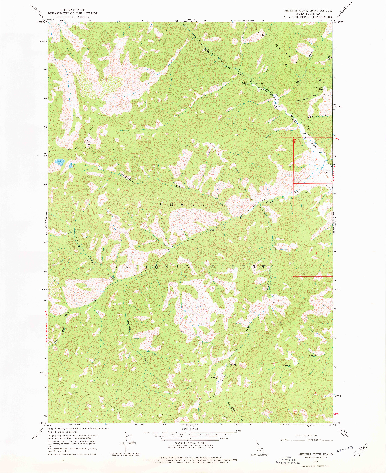 USGS 1:24000-SCALE QUADRANGLE FOR MEYERS COVE, ID 1963