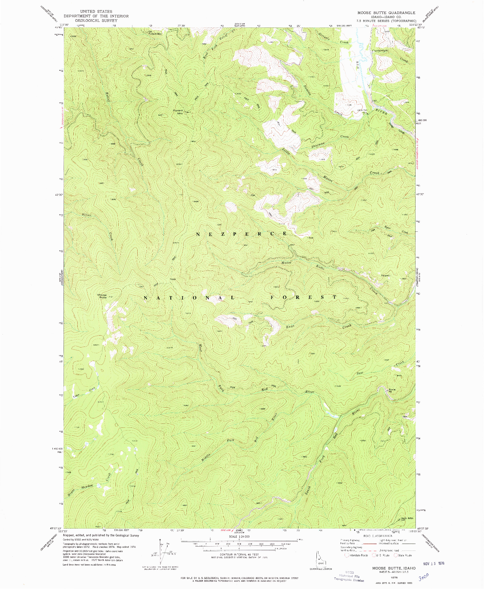 USGS 1:24000-SCALE QUADRANGLE FOR MOOSE BUTTE, ID 1978
